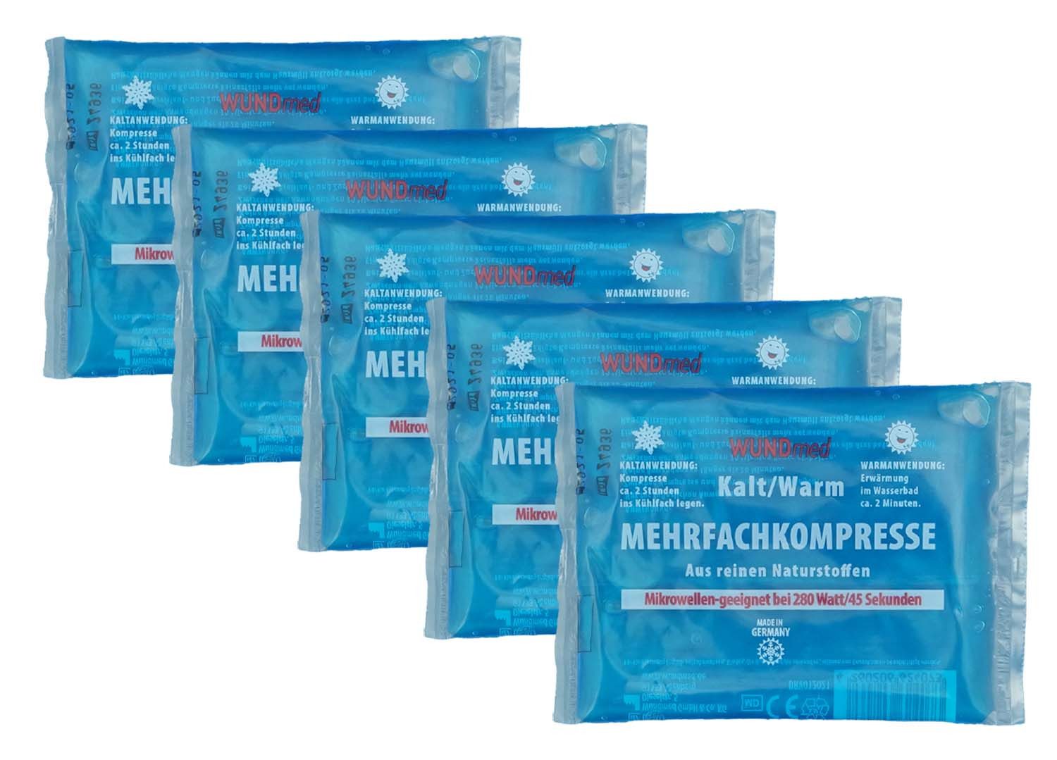 Wundmed Kalt-Warm-Kompresse 5x Mehrfach-Kompresse Kalt Warm Klein Rot 130x85mm, Set 5-tlg., Mehrfach-Kompresse, Kühlpack Kühlkissen Gelkissen Kühlkompresse Kältekompesse