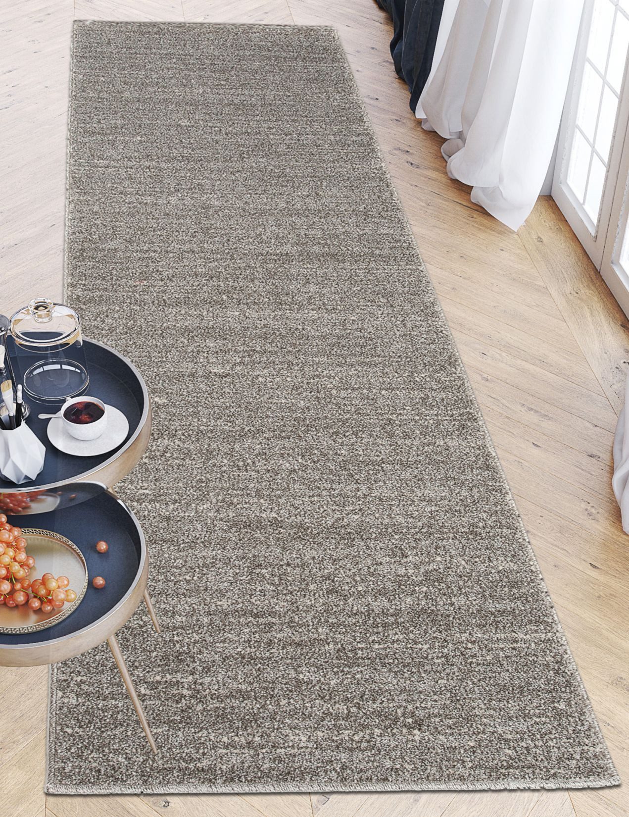 Mazovia Läufer Modern Einfarbig Anthrazit Grau Flur, Schlafzimmer, Diele, Fußbodenheizung – Bild 2 von 5
