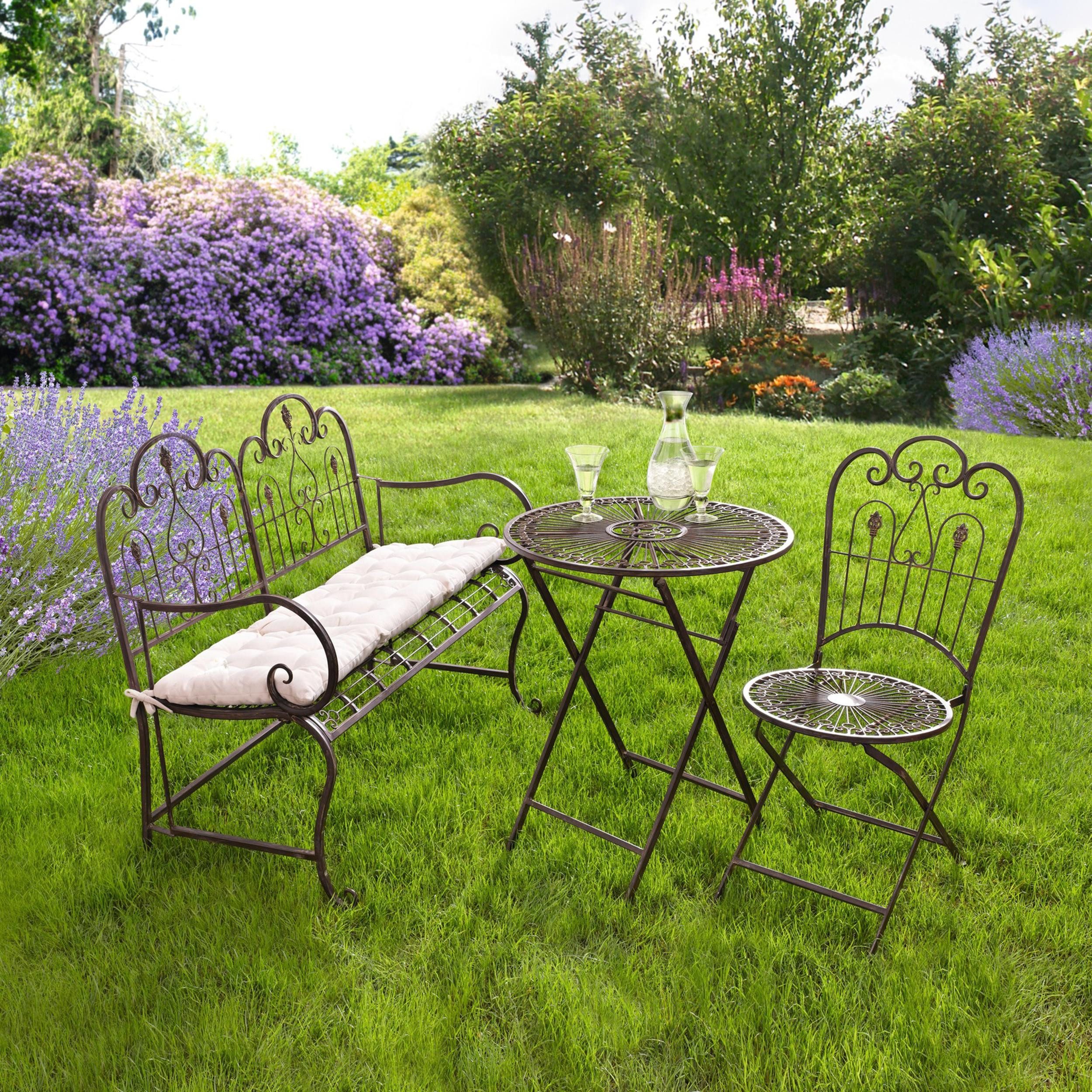 Gartenbank Sitzbank Provence Metall braun Antik Design – Gartenbank