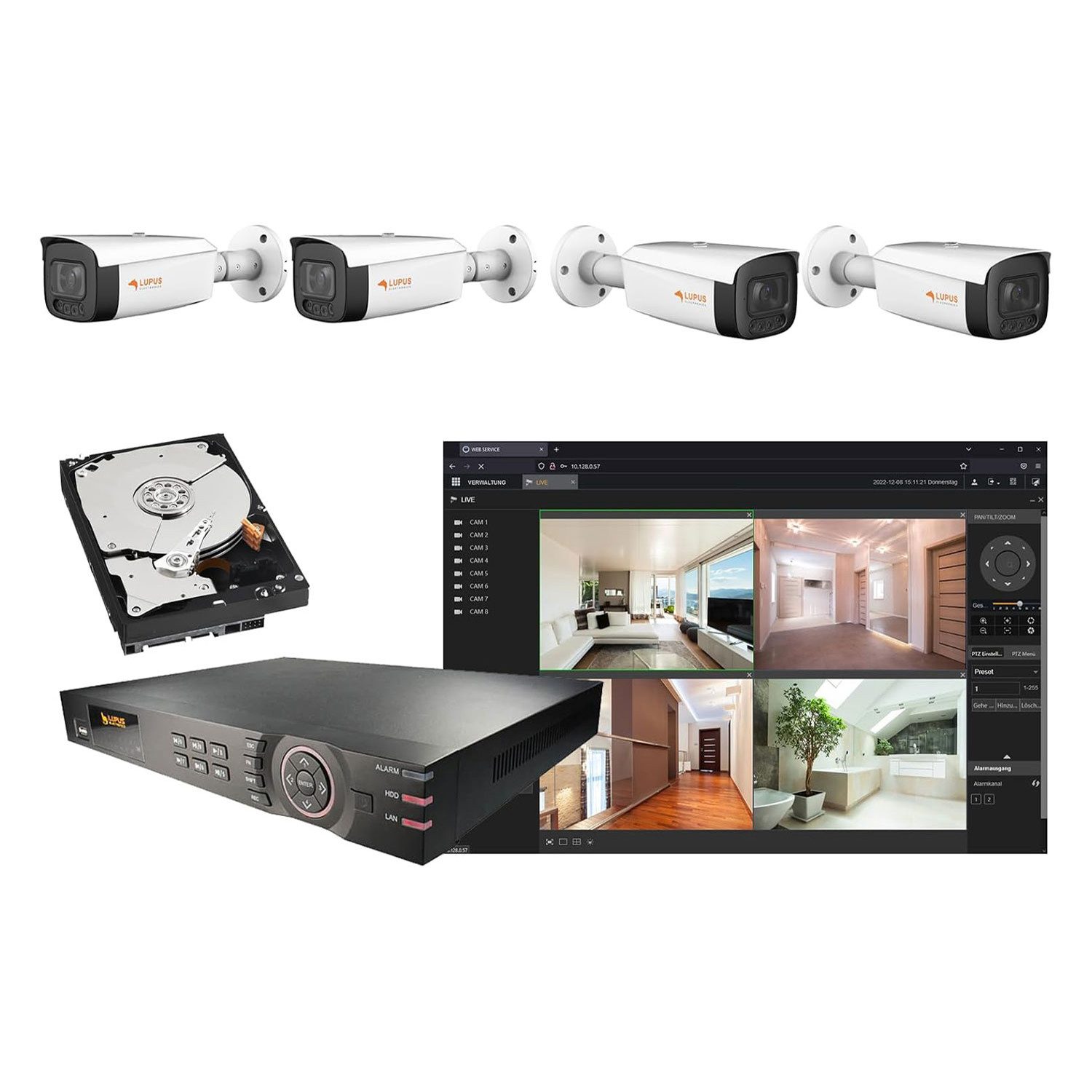LUPUS ELECTRONICS Smart Home Kamera Videoüberwachungs-Set (Außen, 5-tlg., Automatisches Reagieren statt nur Aufzeichnen)