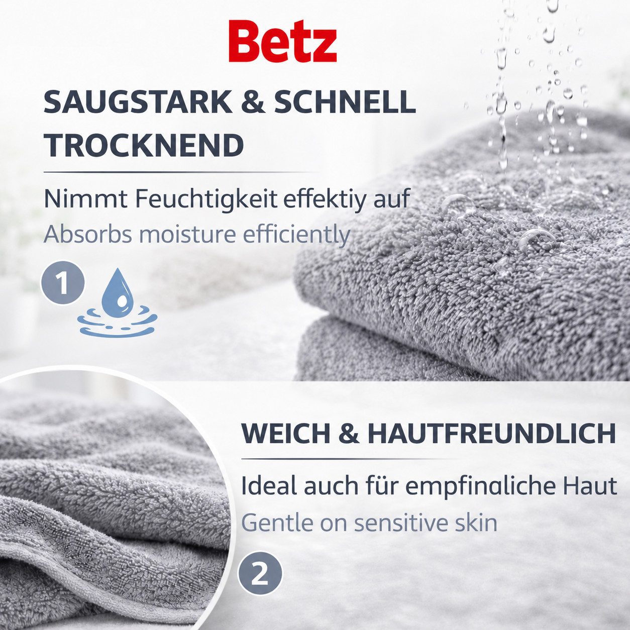 Betz Badetuch Berlin Größe 100 x 200 cm Saunatuch & Strandtuch 360 g/m², 100% Baumwolle (1 Stück, 1-St), saugstark & weich – großes Handtuch mit Aufhänger – Ser – Bild 4 von 5