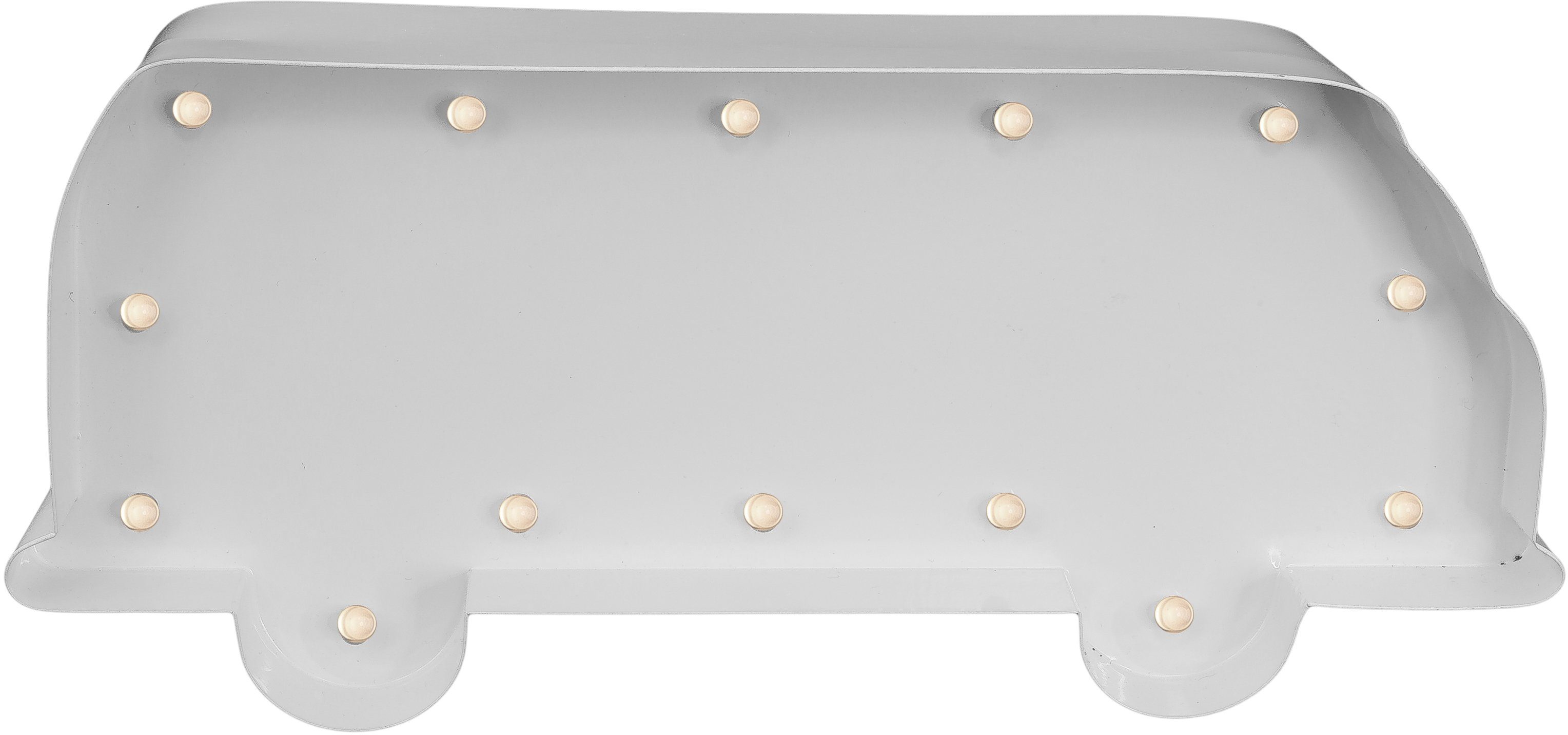 MARQUEE LIGHTS LED Dekolicht Campingbus, LED fest integriert, Warmweiß, Wandlampe, Tischlampe Bus, Wohnwagen, Bully 14 Leuchtmittel - 23x10 cm