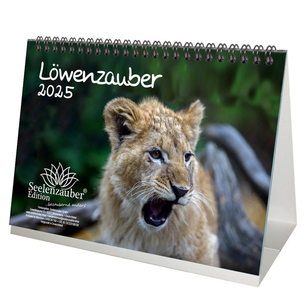 Seelenzauber Tischkalender Löwenzauber DIN A5 Kalender für 2025 Löwen und Löwenbabys