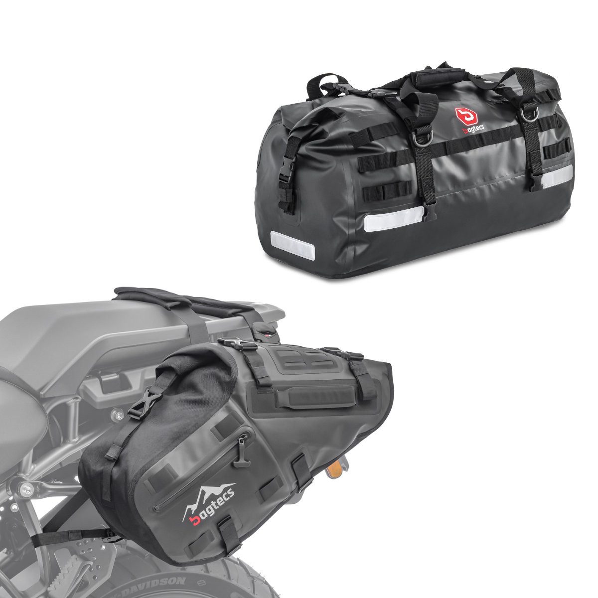 Bagtecs Reisetasche Motorrad Satteltaschen # MT142 28 Liter Volumen Drybag + Motorrad Heck