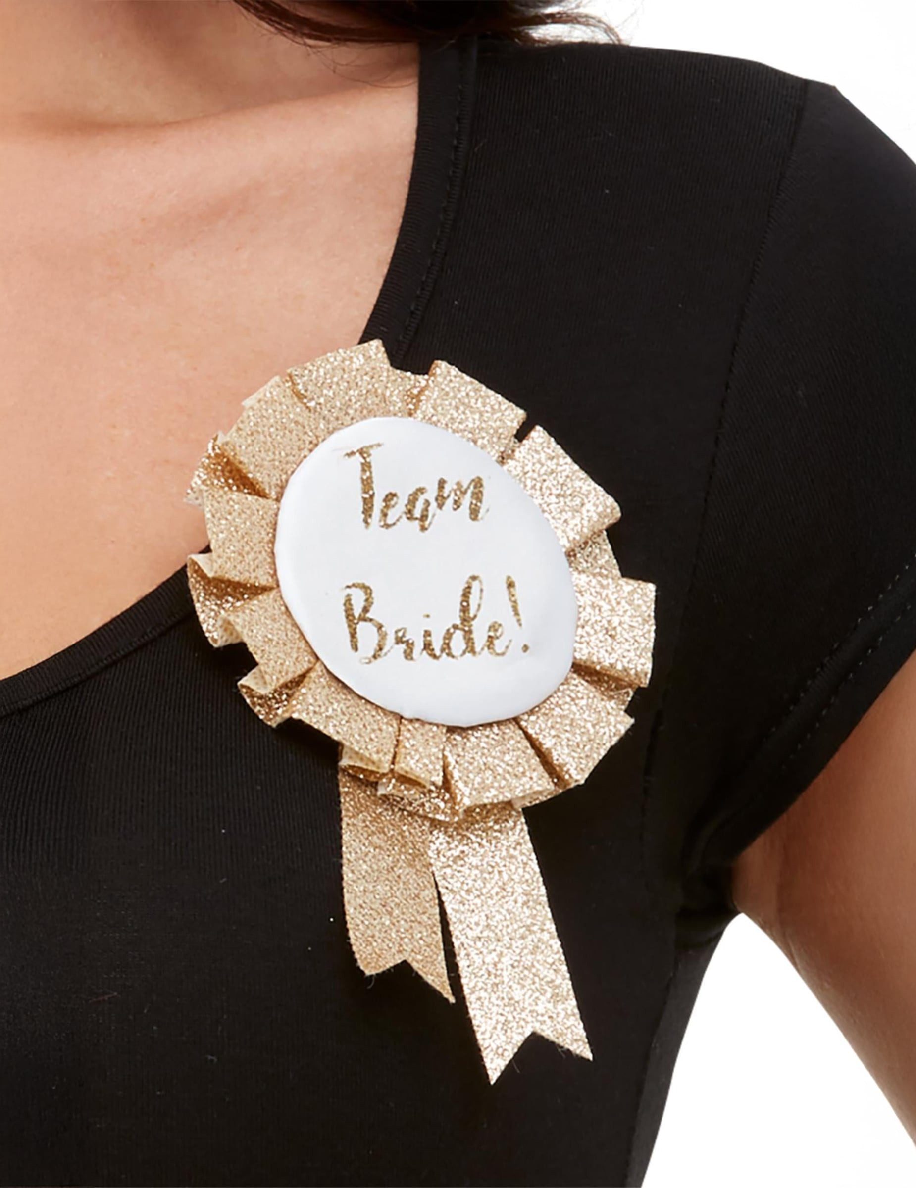 Rubies Niederlande b.v. Kostüm JGA Brosche Team Bride Weiß-Gold