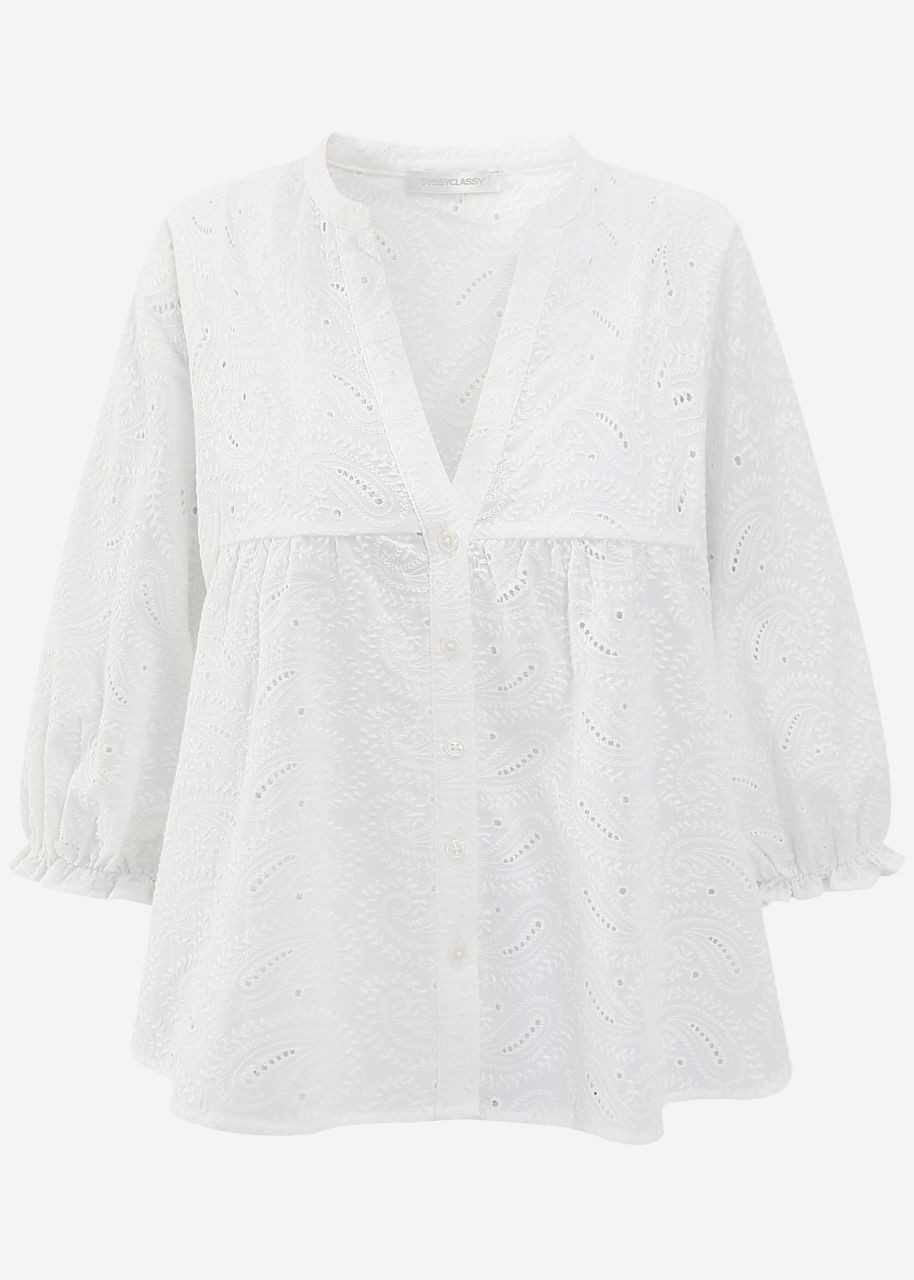 SASSYCLASSY Langarmbluse Spitzen Bluse mit kurzen günstig online kaufen