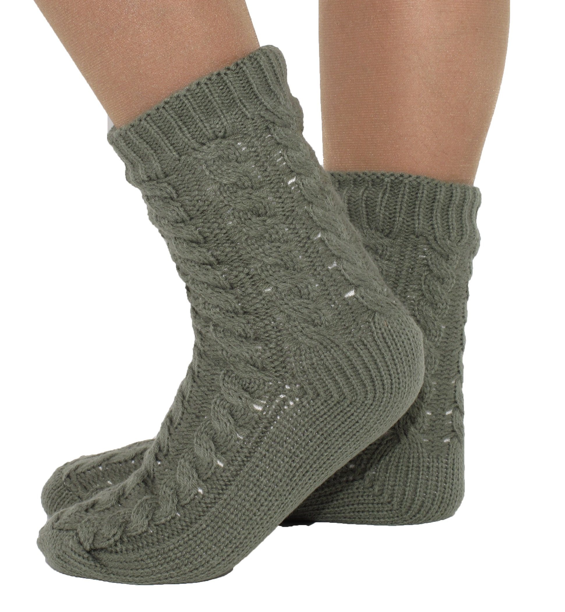 Markenwarenshop-Style М'які шкарпеточки Hüttensocken Шкарпетки для дому Шкарпетки Teddy Strickmuster Zopf 39-42 Farbe: