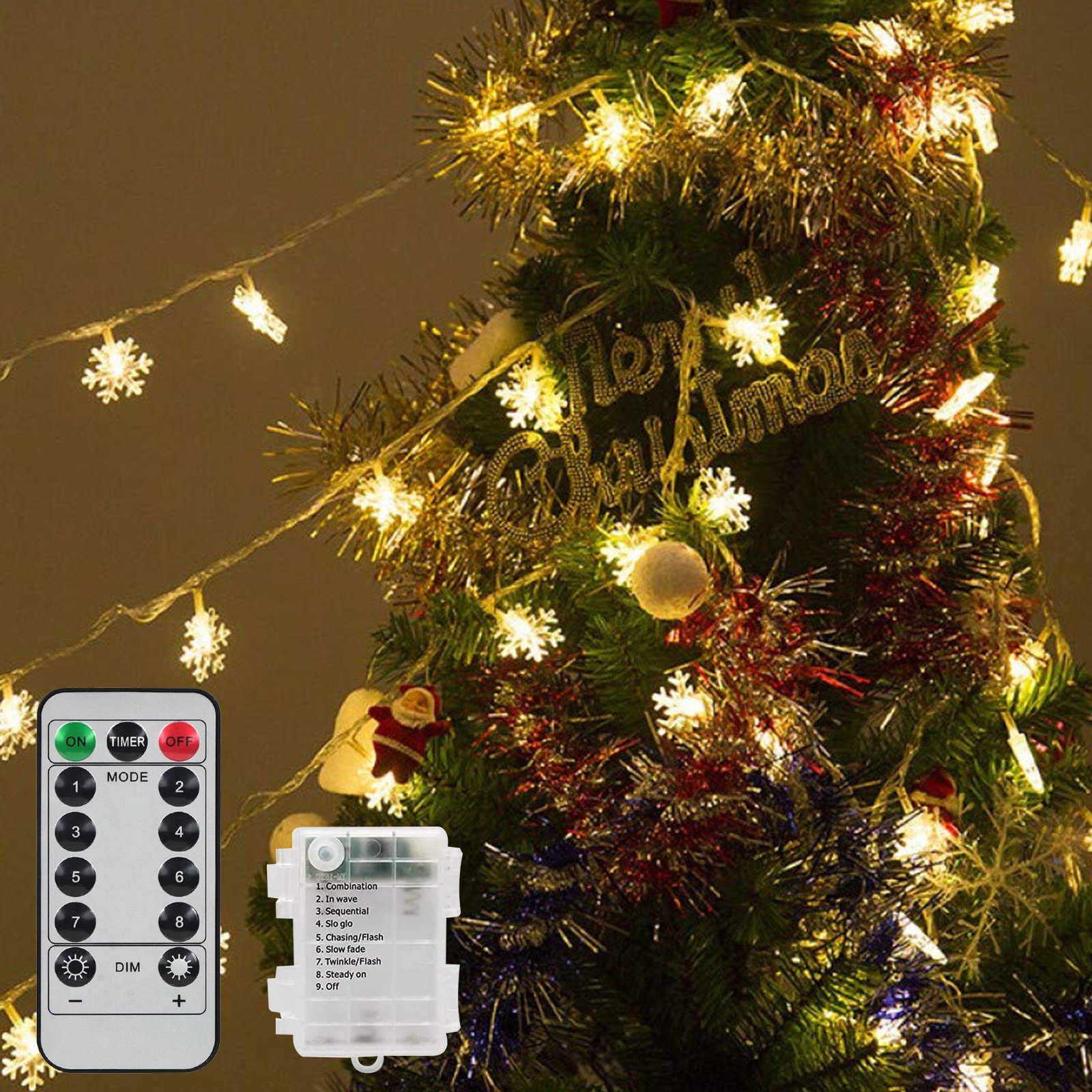 CALIYO Lichterkette »Lichterkette Batterie 10M 80LED Sterne Lichterketten  mit Fernbedienung«, 80-flammig, 8 Modi Weihnachten Lichterketten für Zimmer  Party Garten DIY Deko