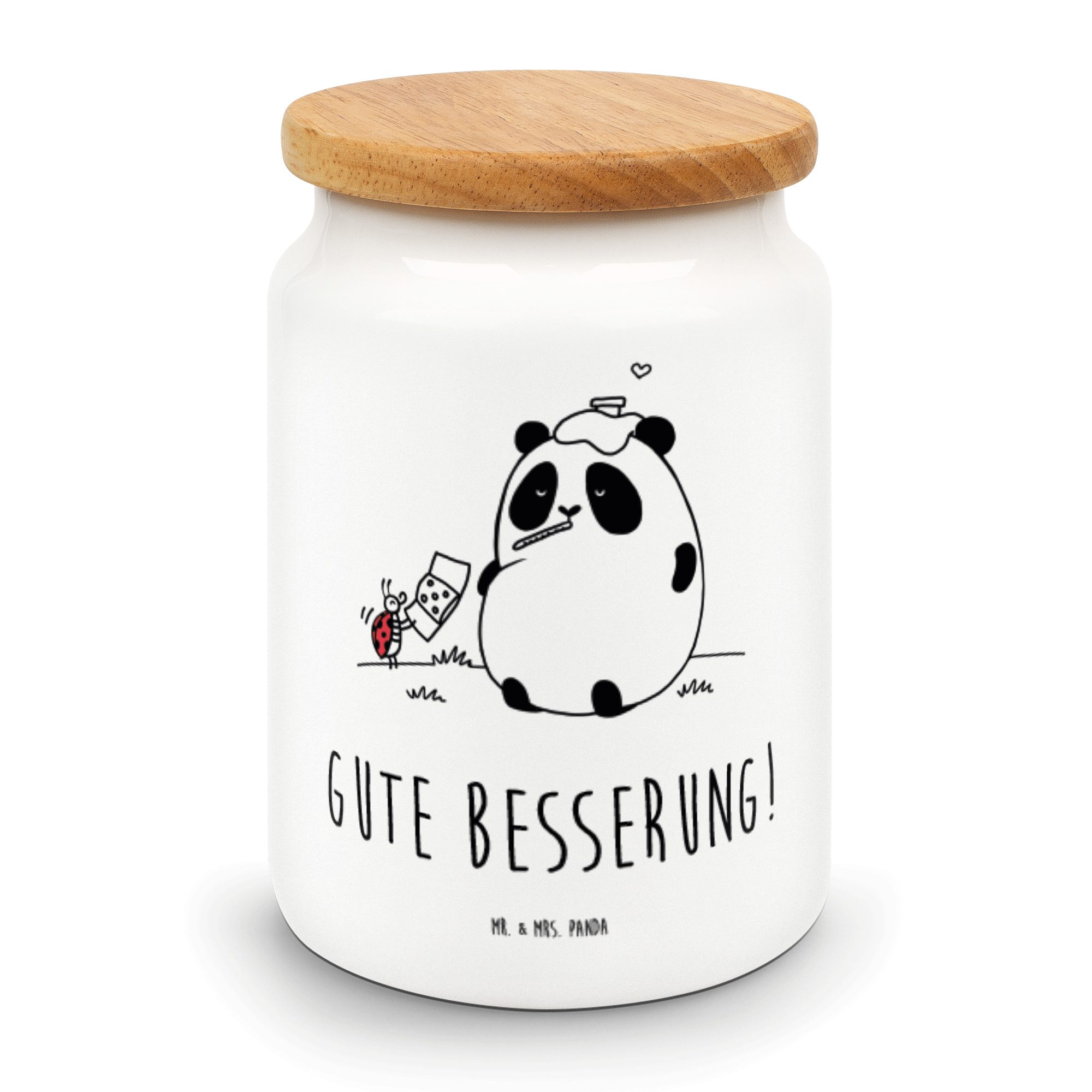 Mr. & Mrs. Panda Vorratsdose Easy & Peasy Gute Besserung - Weiß - Geschenk, Keksdose, Vorratsbehäl, Keramik, (1-tlg)