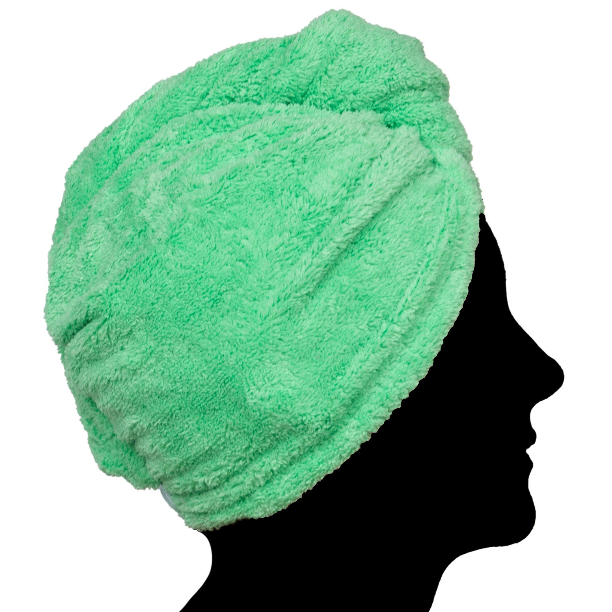 cosey Turban-Handtuch Mikrofaser Turban-Handtuch Flauschiges 400 (1-St), g/m² Fleece - Kopf-Handtuch, Grün
