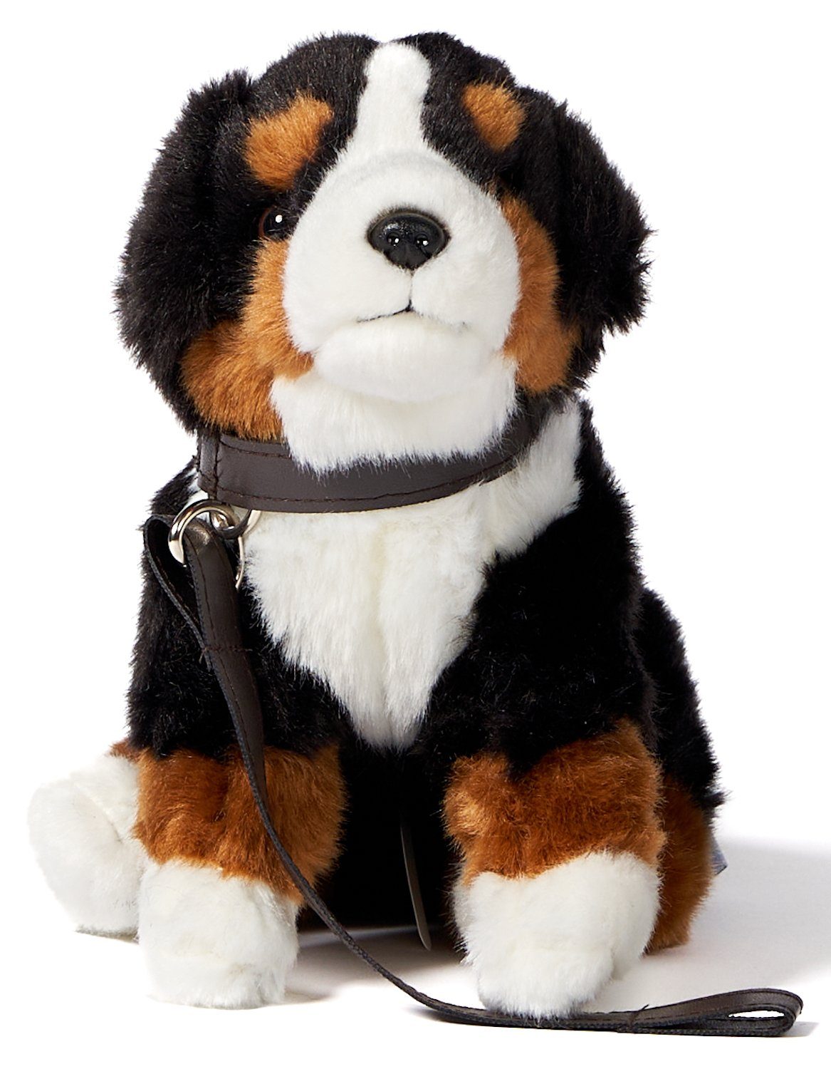 Uni-Toys Kuscheltier Hund m.Leine + Stimme, 18/19 cm - versch. Modelle - Plüsch, Plüschtier, zu 100 % recyceltes Füllmaterial
