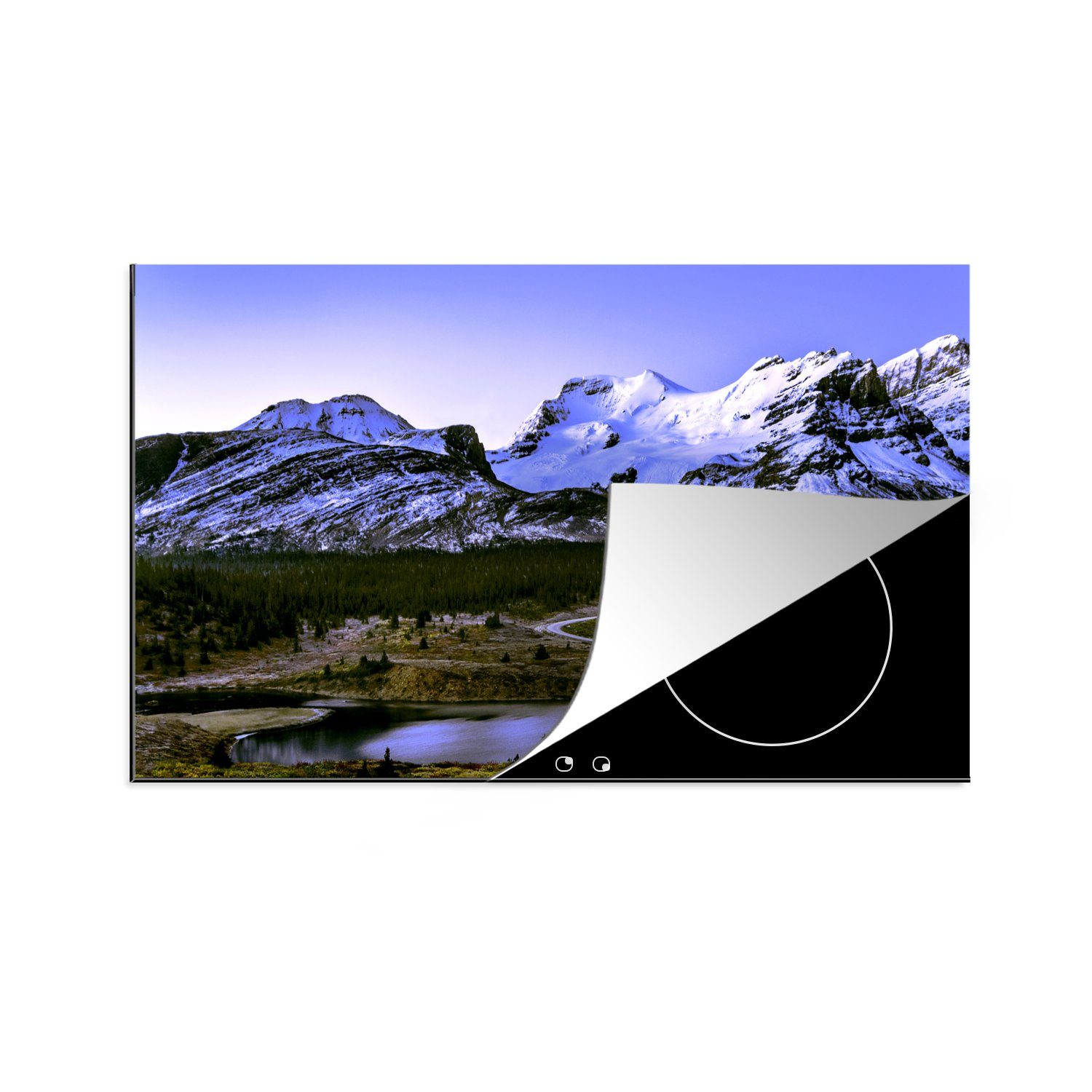 MuchoWow Herdblende-/Abdeckplatte Mount Athabasca in der Nähe des Columbia-Eisfelds in Kanada, Vinyl, (1 tlg), 83x51 cm, Ceranfeldabdeckung, Arbeitsplatte für küche