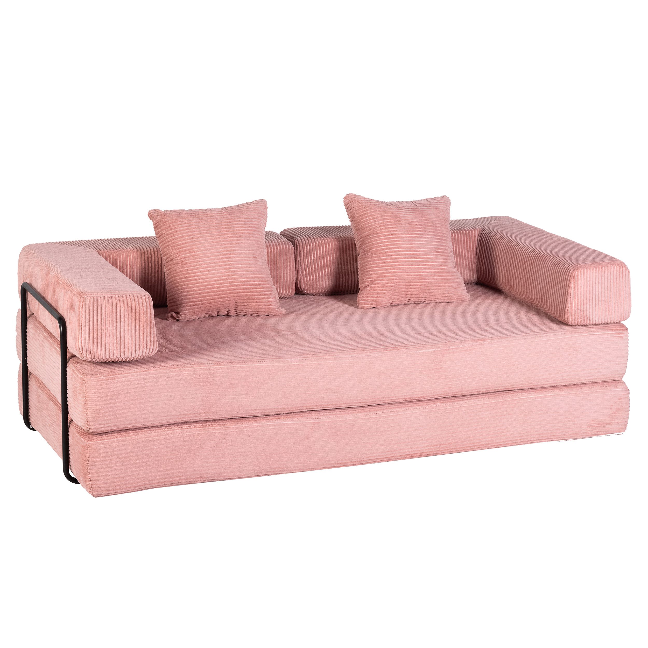Vankel Loungesofa Faltbares Schlafsofa, bequemes Cord Bodensofa für kleine Räume, 4-in-1 Klappsofa für Wohnzimmer, Schlafzimmer, Büro oder Gäste