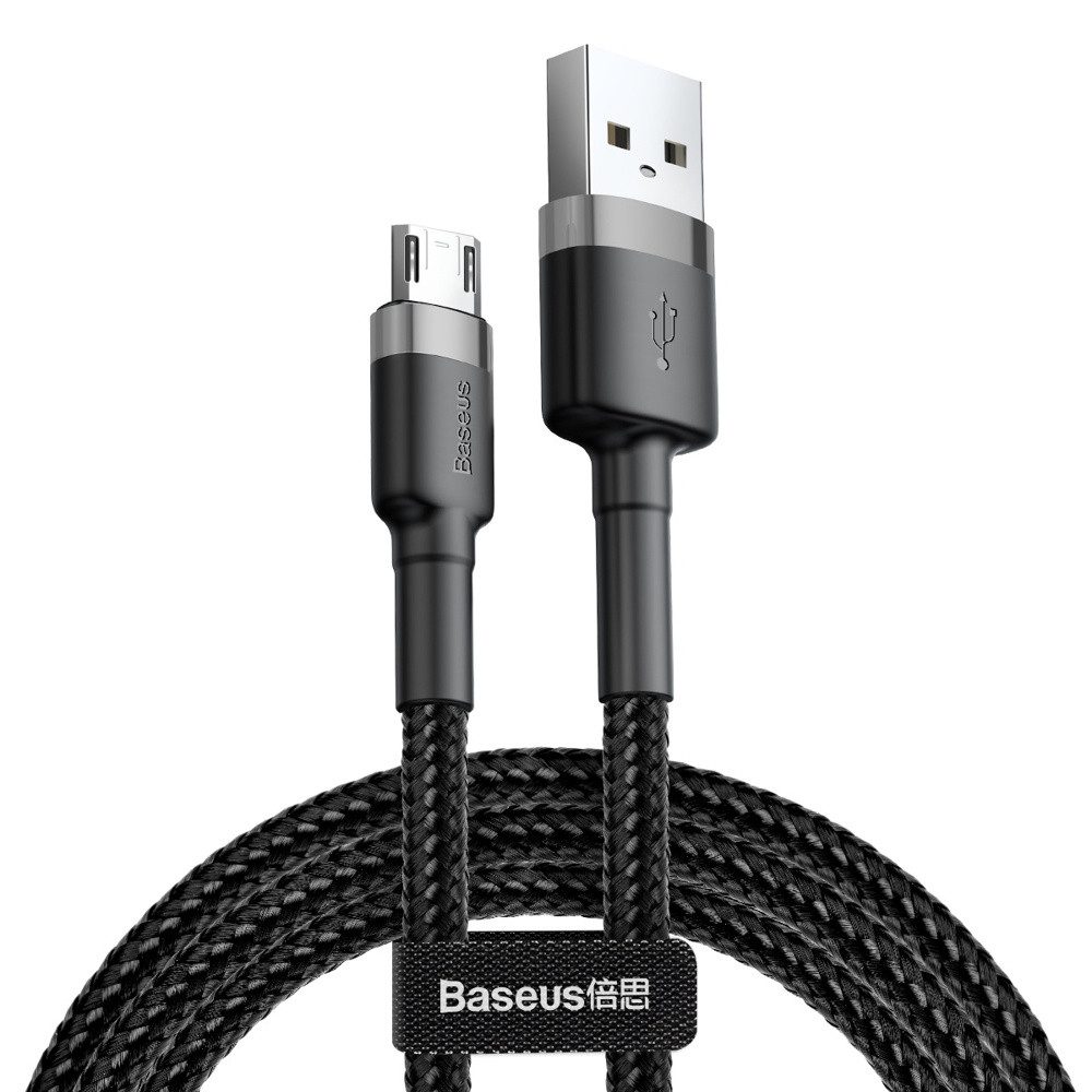 Cafule Nylonkabel USB / Micro USB 1.5A 2M schwarz-grau Smartphone-Kabel