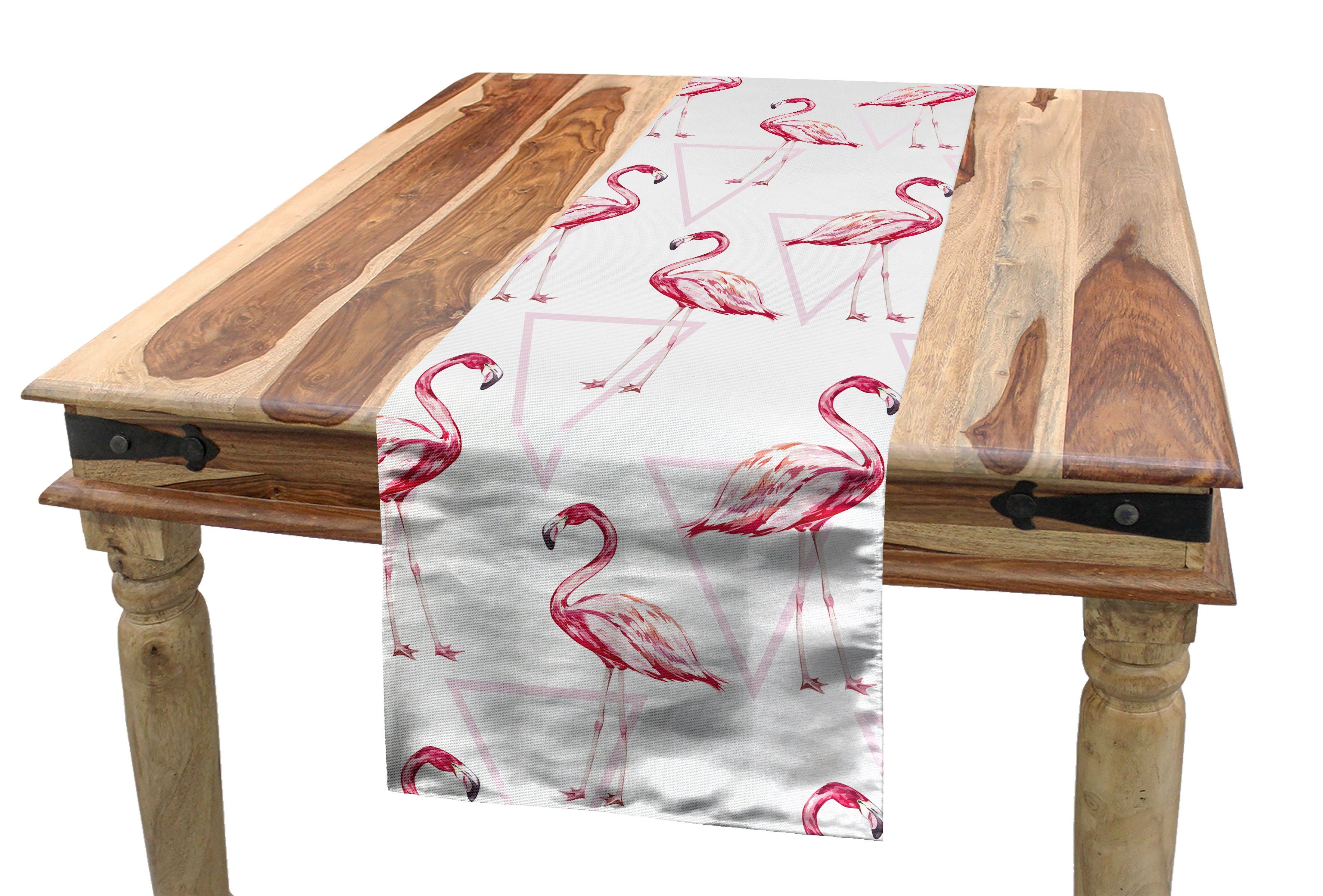 zeigen Sie anmutige Würde Abakuhaus Tischläufer Rechteckiger Küche Tischläufer, Dekorativer Flamingo Esszimmer Geometrisch