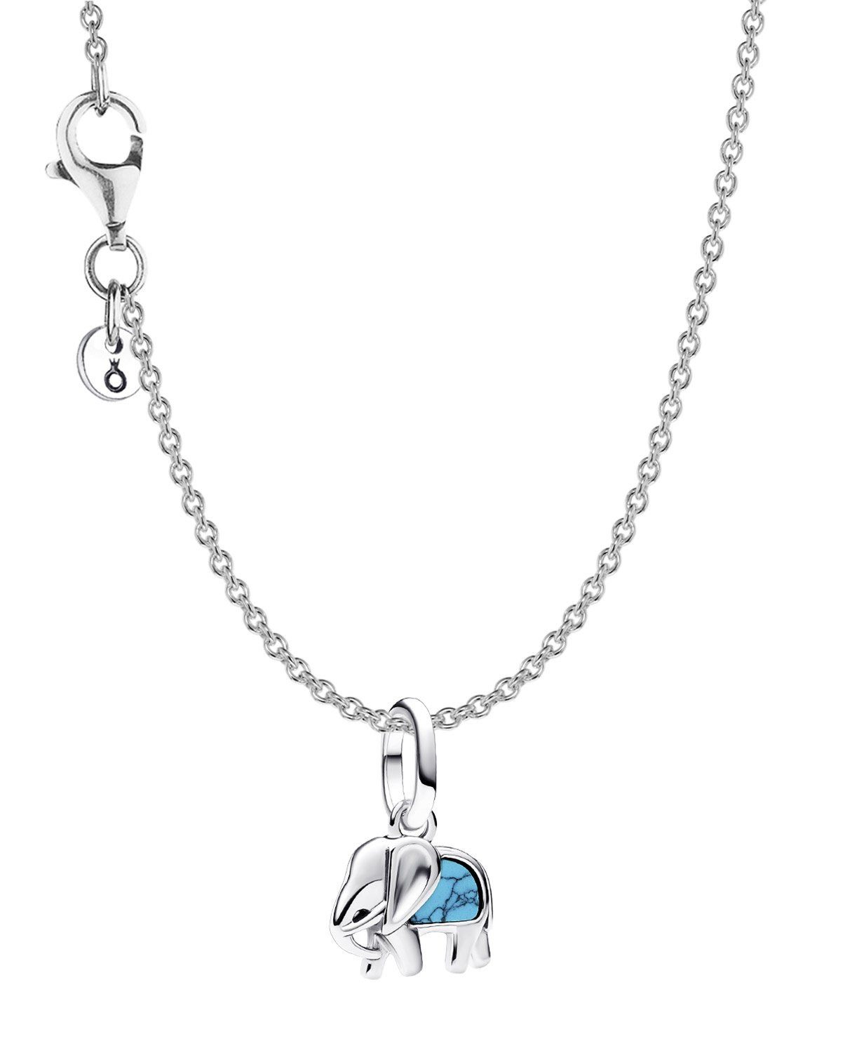 Valentinstagsgeschenk Pandora Schmuckset Damen-Silber Geschenkset Türkisfarbener Elefant, silberfarben