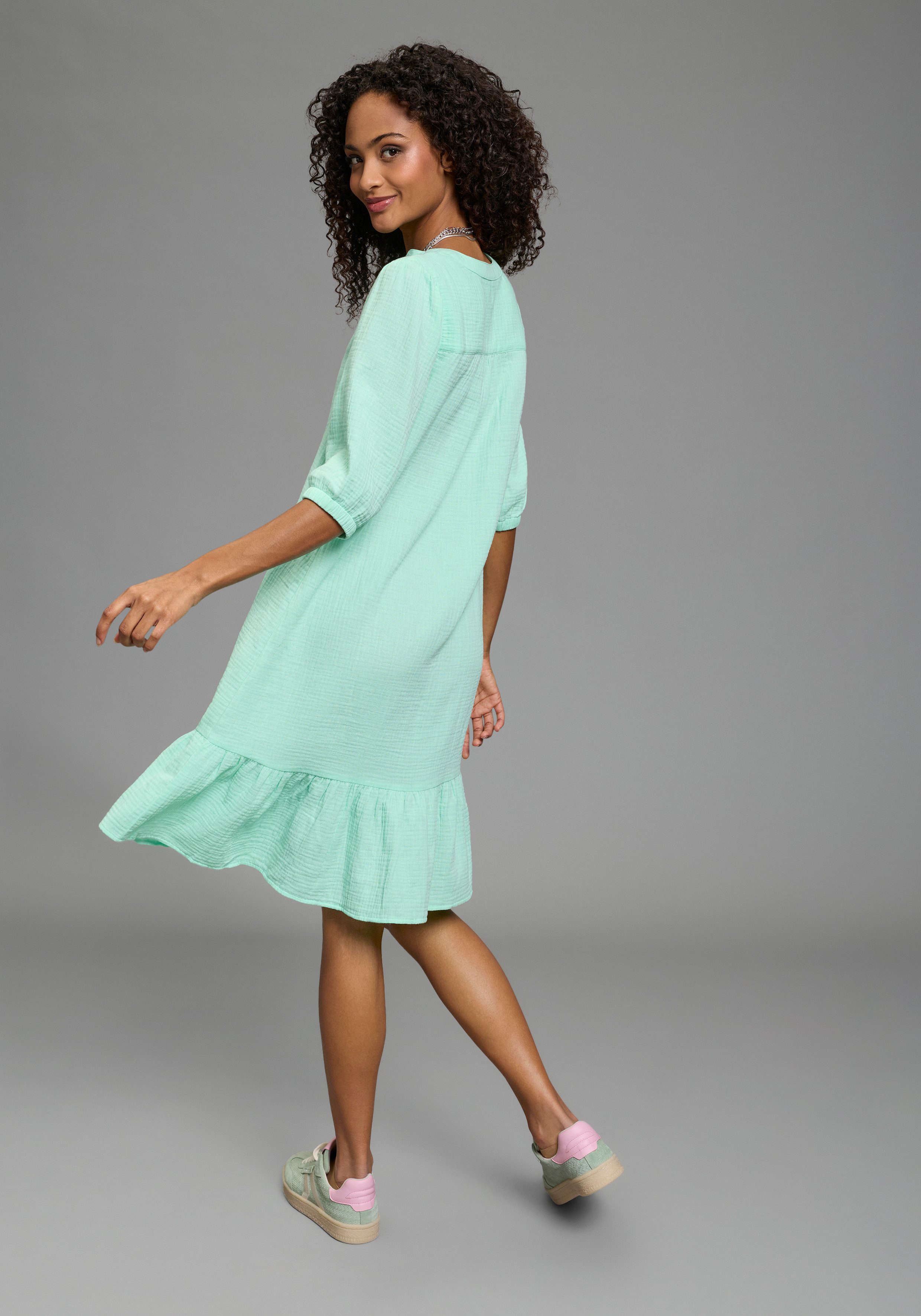 Laura Scott Sommerkleid kniebedeckend, für Casualmode und Partymode, aus Baumwoll-Musselin