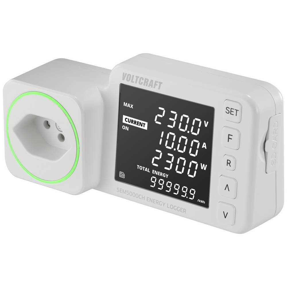 VOLTCRAFT Energiekostenmessgerät Energie-Logger VC-12936580, Kostenprognose, Alarmfunktion, Stromtarif einstellbar