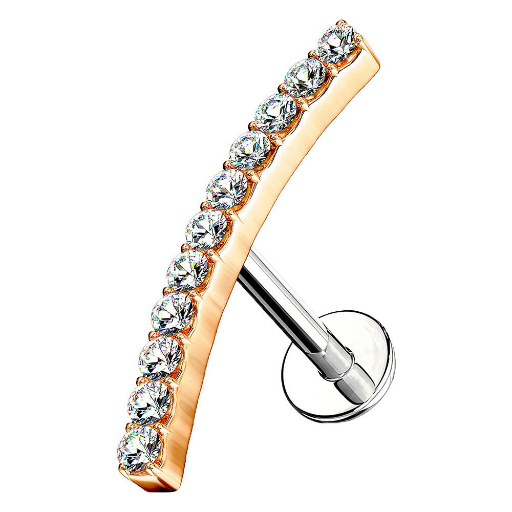 Taffstyle Piercing-Set Helix Knorpel Piercing Stecker Multi Kristall Bogen Rosegold 8mm (Lobe Daith Conch Orbital Snug Ohrring Piercing), Ohr InnengewindeOhrpiercing Cartilage Knorpel Ohr Tragus Helix Rook