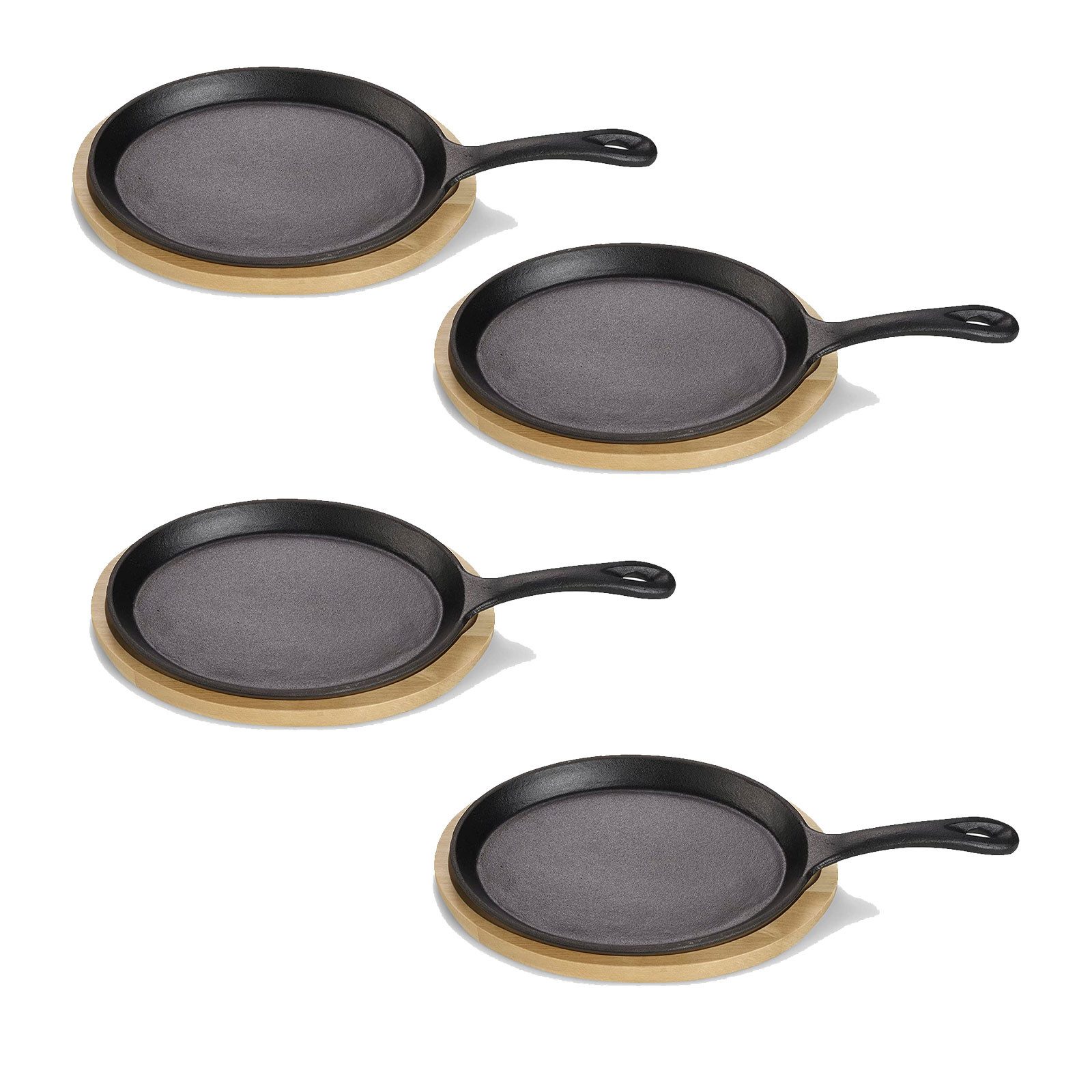 ECHTWERK Servierpfanne kleine Grillpfanne, Gusseisen (8-tlg., Servierpfanne inklusive Servierbrett), Servierbrett, Bereits eingebrannt.