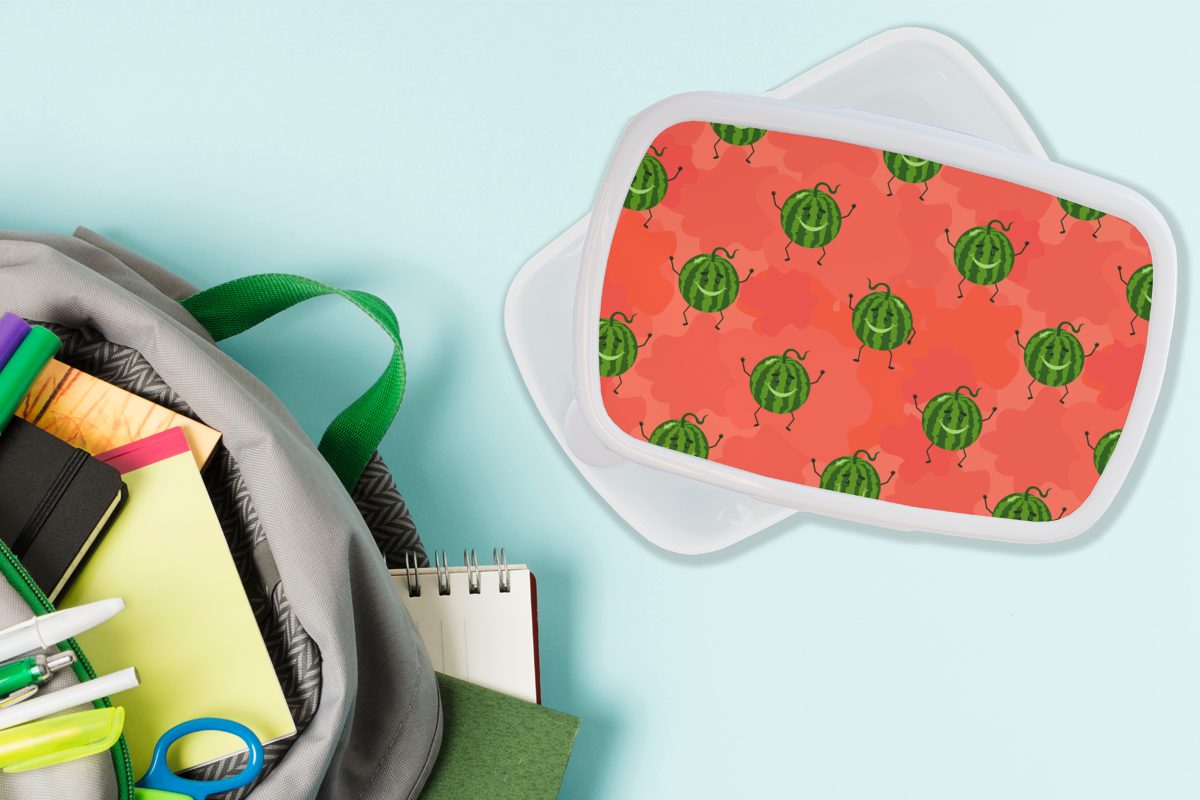 für weiß - für Mädchen Kinder Kunststoff, und Erwachsene, Kawaii, (2-tlg), Brotbox Jungs Muster - Lunchbox Melone und Brotdose, MuchoWow