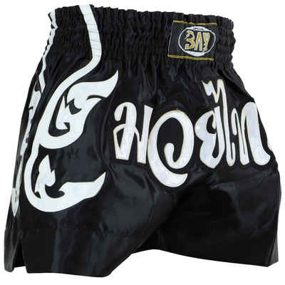 BAY-Sports Sporthose Muay Thai Kick Hose Shorts Thaiboxhose Thaiboxen MMA kurz Kickboxen (aufwendig verarbeitet, traditionell) Laser Cut Style, edel im Look