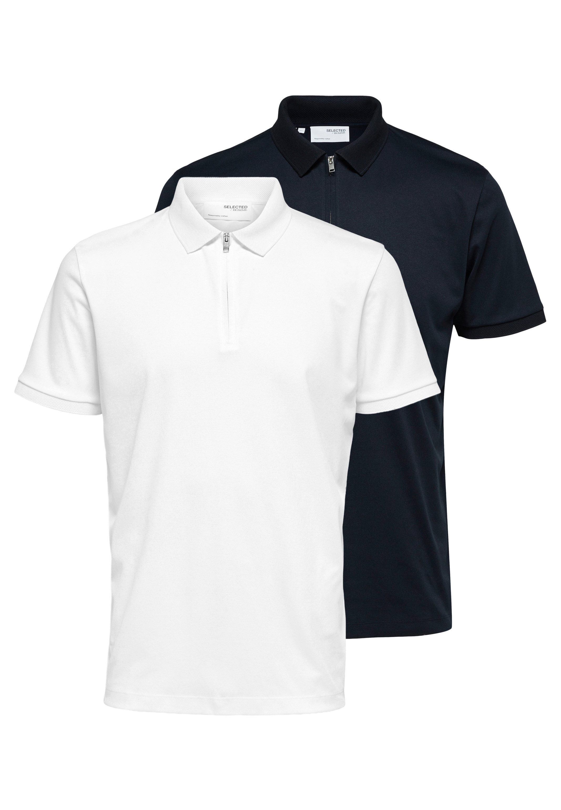 Selected Poloshirt 2er Pack Fave (Spar-Set, 2-tlg) Poloshirt - Baumwolle - Atmungsaktiv