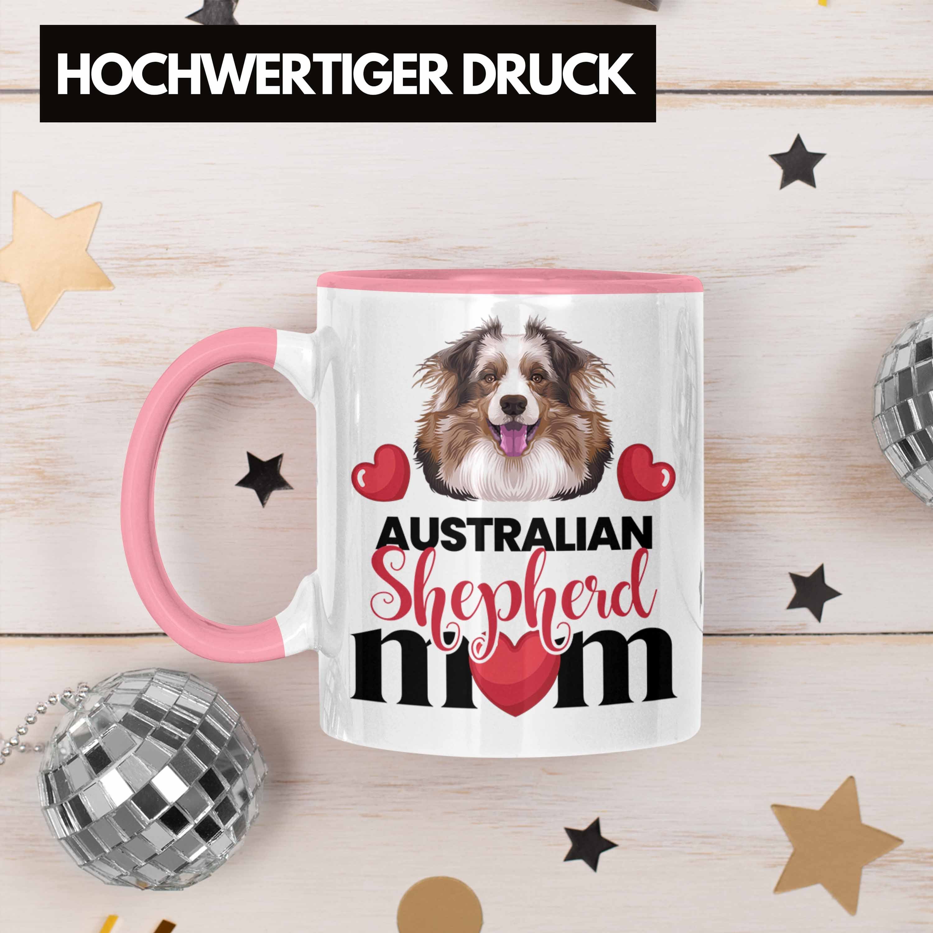 Trendation Tasse Australian Shepherd Mama Geschenk Tasse Spruch Rosa Lustiger Mom Besitzer G