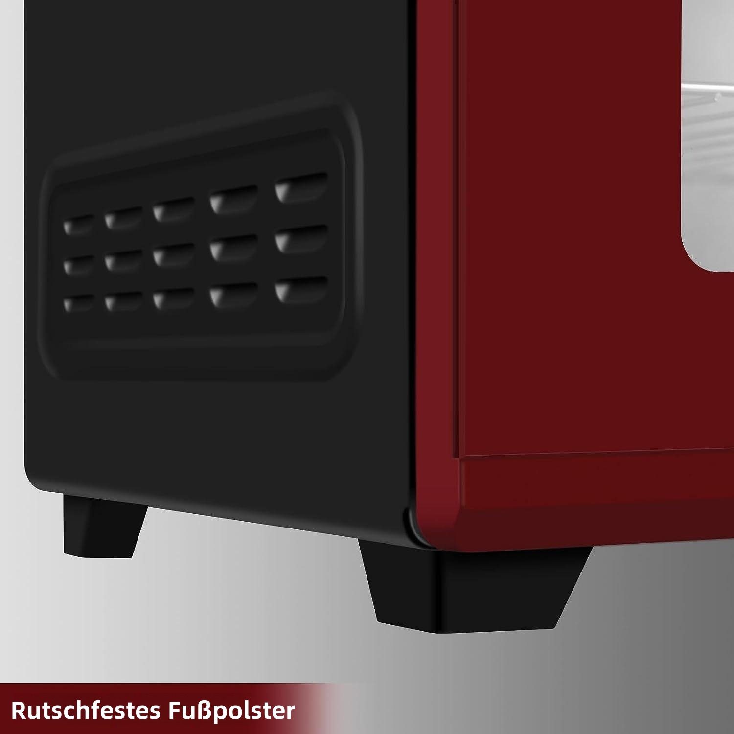 Woltu Minibackofen, 32 1600 Herausnehmbares mit Timer Krümelblech Liter, Watt rot-schwarz