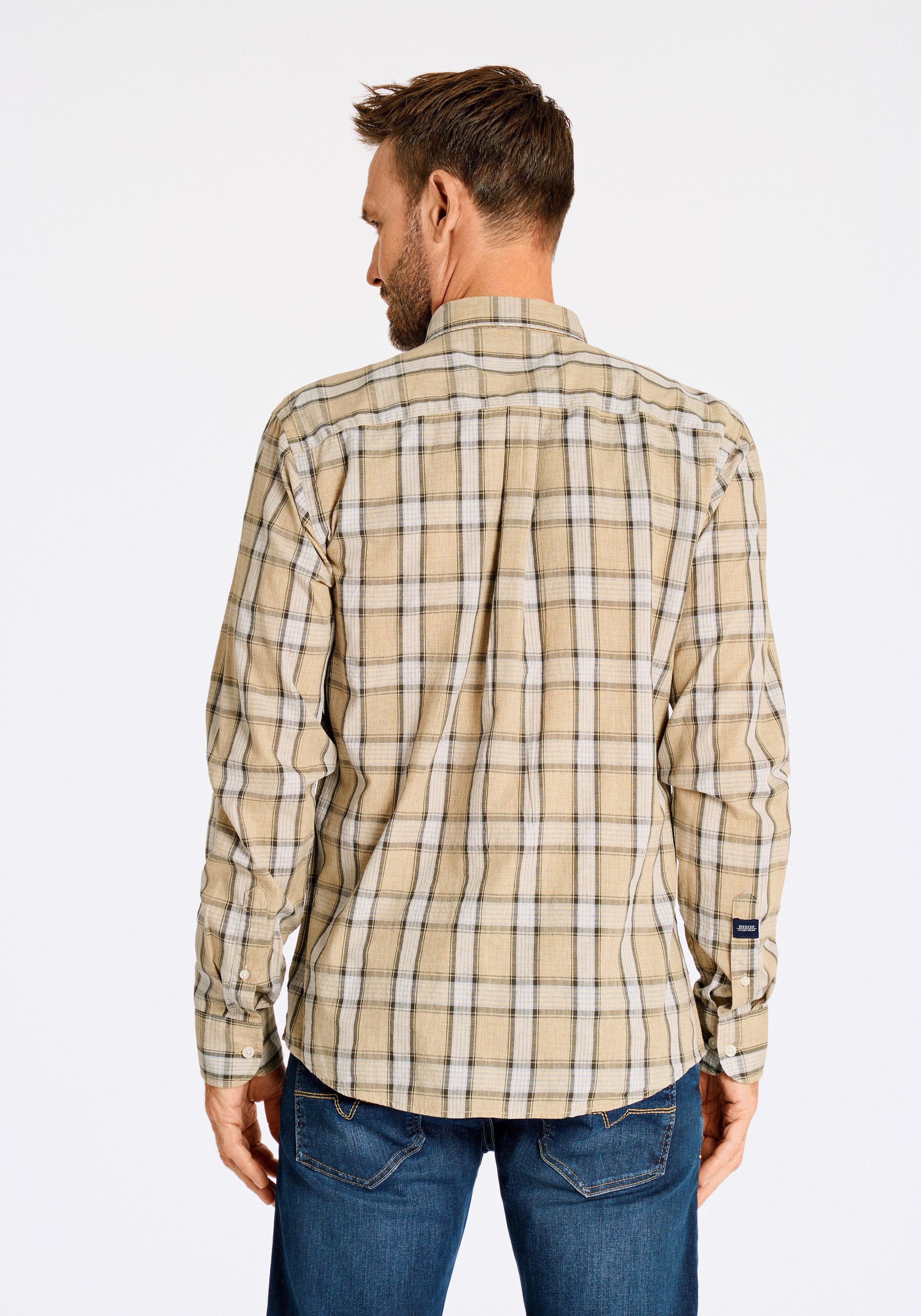 BISON Langarmhemd Freizeithemd (Langarm) Regular Fit