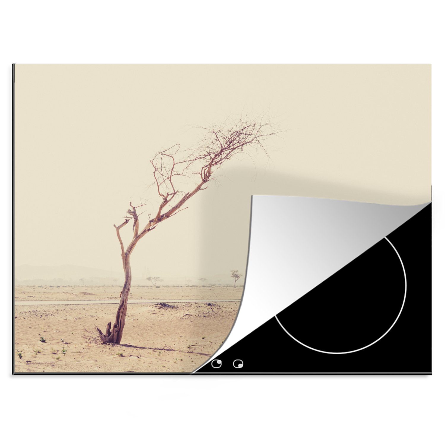 Herdblende-/Abdeckplatte Vinyl, der cm, Wüstenstraße nutzbar, in Ceranfeldabdeckung (1 tlg), Dubai, Arbeitsfläche Mobile Kamelwanderung auf MuchoWow 70x52