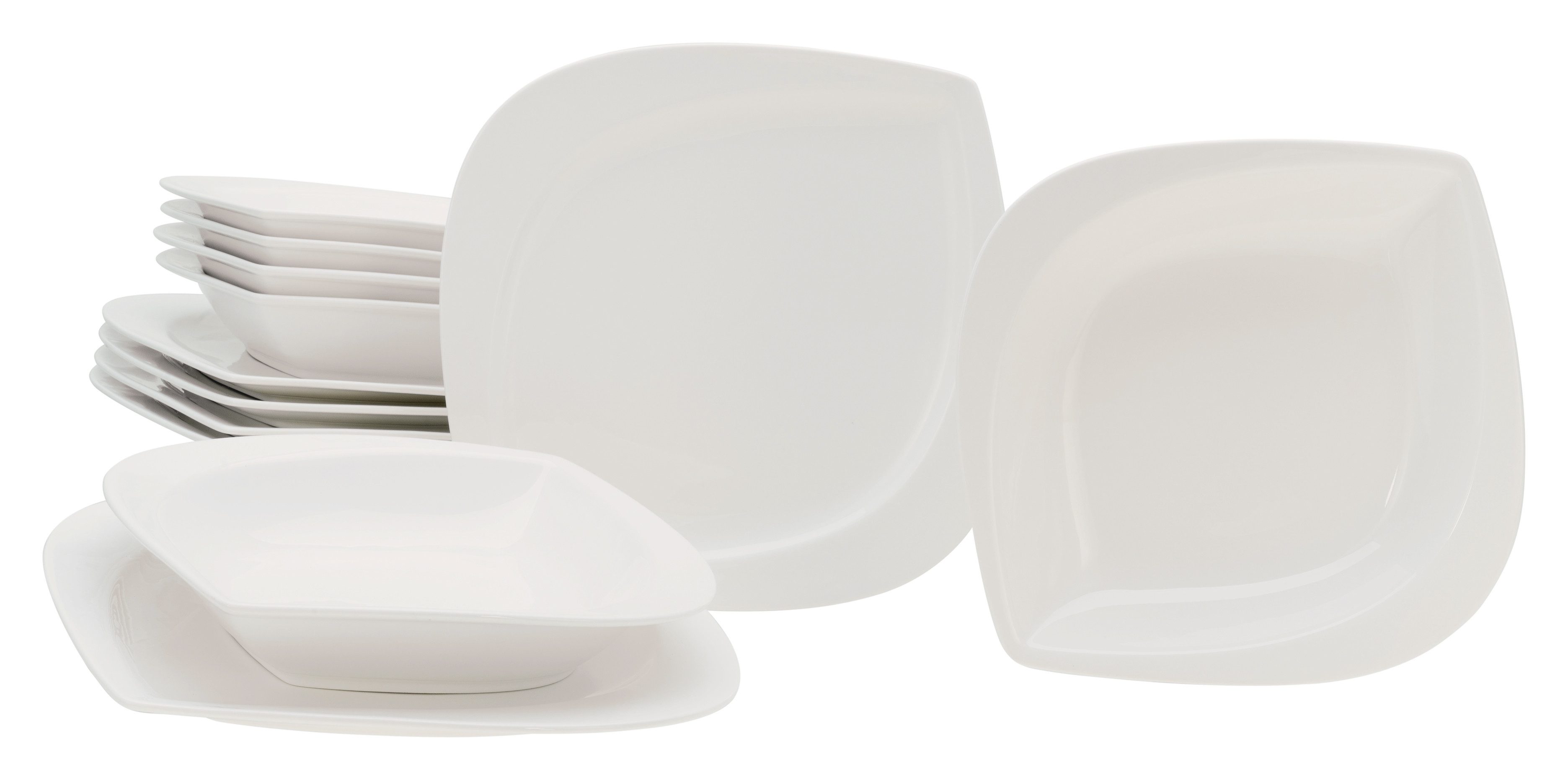 CreaTable Tafelservice Melbourne (12-tlg), 6 Personen, Porzellan, Teller Set, extravagante Form