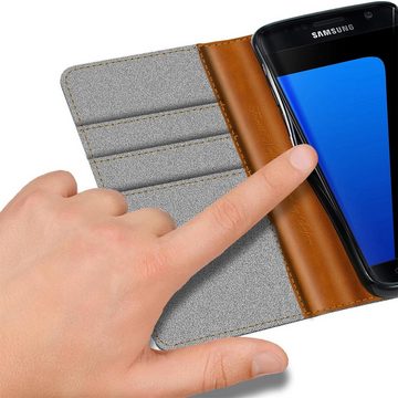 CoolGadget Handyhülle Denim Schutzhülle Flip Case für Samsung Galaxy S7 Edge 5,5 Zoll, Book Cover Handy Tasche Hülle für Samsung S7 Edge Klapphülle