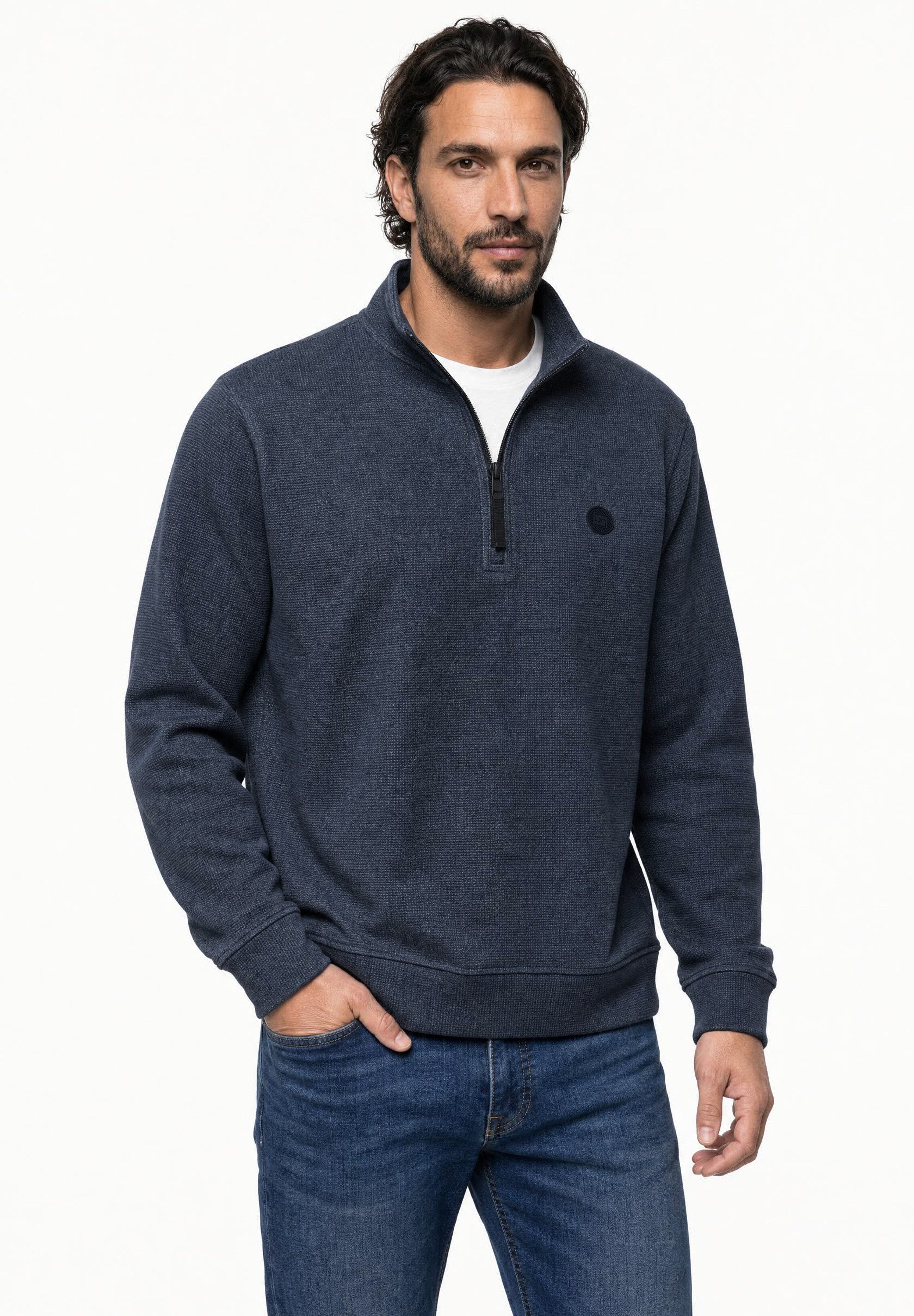 STREET ONE MEN Sweatshirt mit Stehkragen