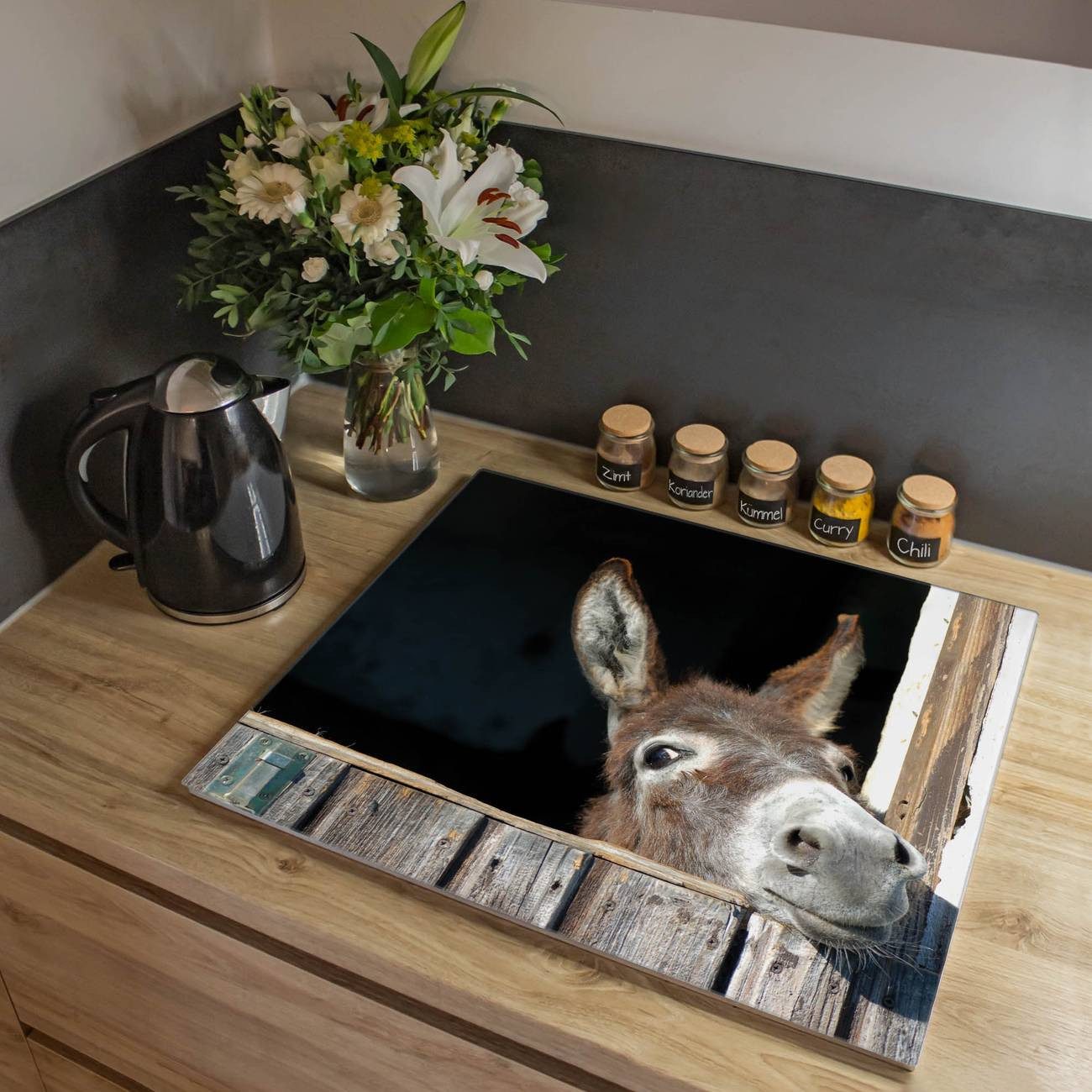 banjado Herd-Abdeckplatte Glas Nicki, (gehärtet, 1 tlg., inkl. selbstklebende Gummifüßchen)