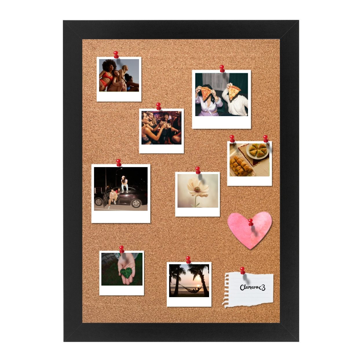 Clamaro Bilderrahmen, Kork Memo Pinnwand – Pinboard Korktafel mit 10 Stecknadeln Clamaro