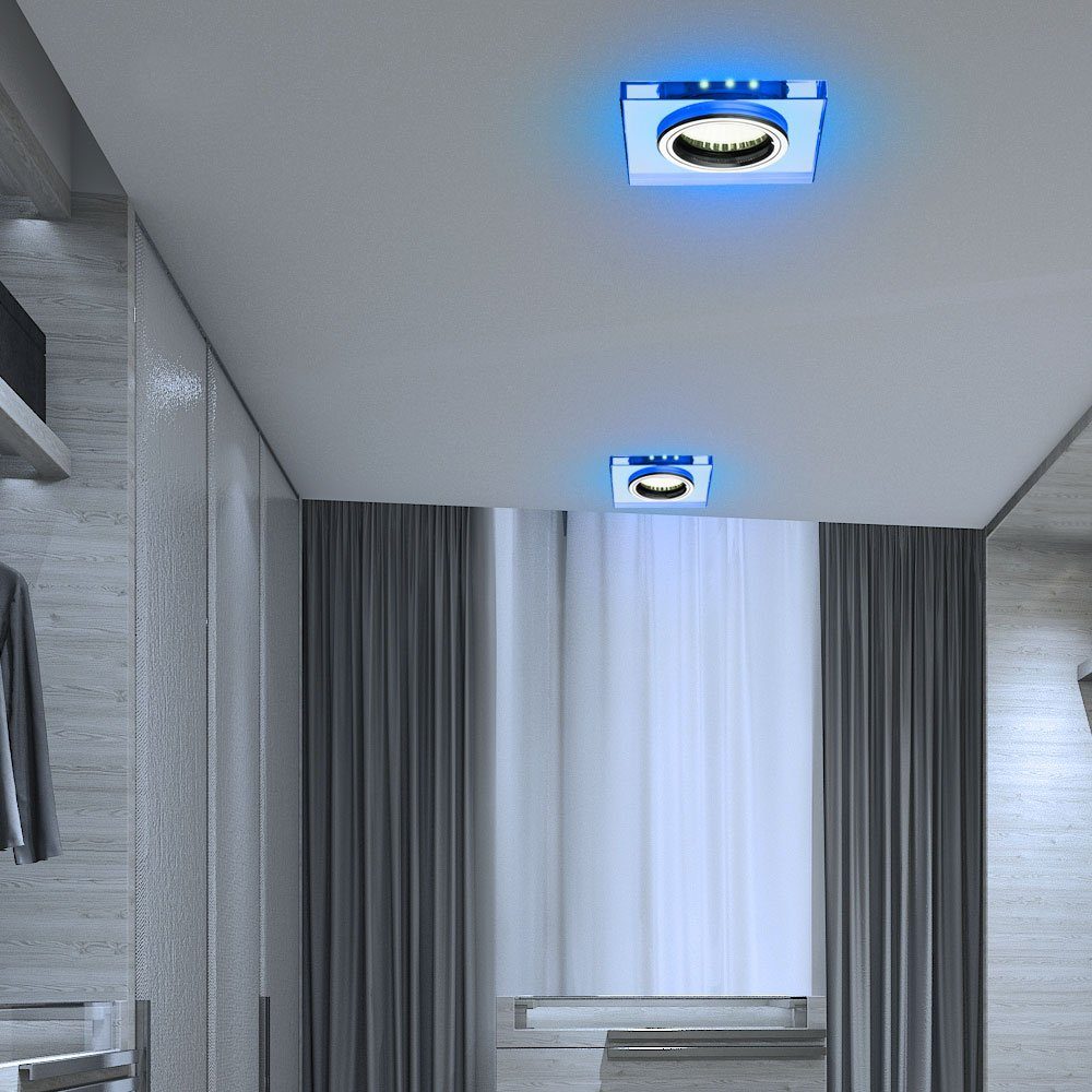 Lampe Beleuchtung im etc-shop inklusive, Einbaustrahler, Warmweiß, Wohn Glas LED LED Zimmer Deko Spot Einbau Decken Leuchtmittel blau