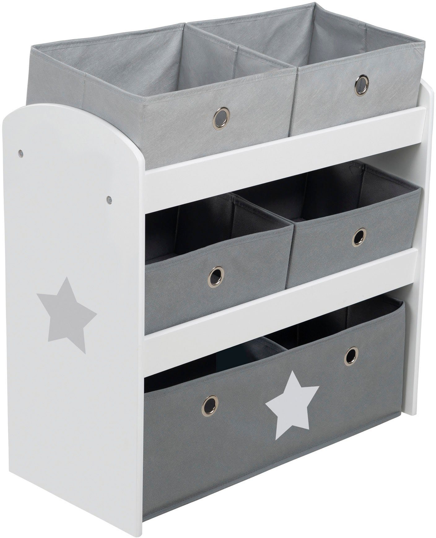 roba® Kinderregal 5 Größen 2 in inklusive Stoffboxen grau, Stars