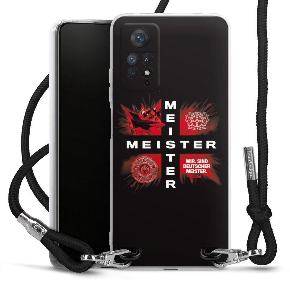 DeinDesign Handyhülle Bayer 04 Leverkusen Meister Offizielles Lizenzprodukt, Xiaomi Redmi Note 11 Pro 5G Handykette Hülle mit Band Cover mit Kette