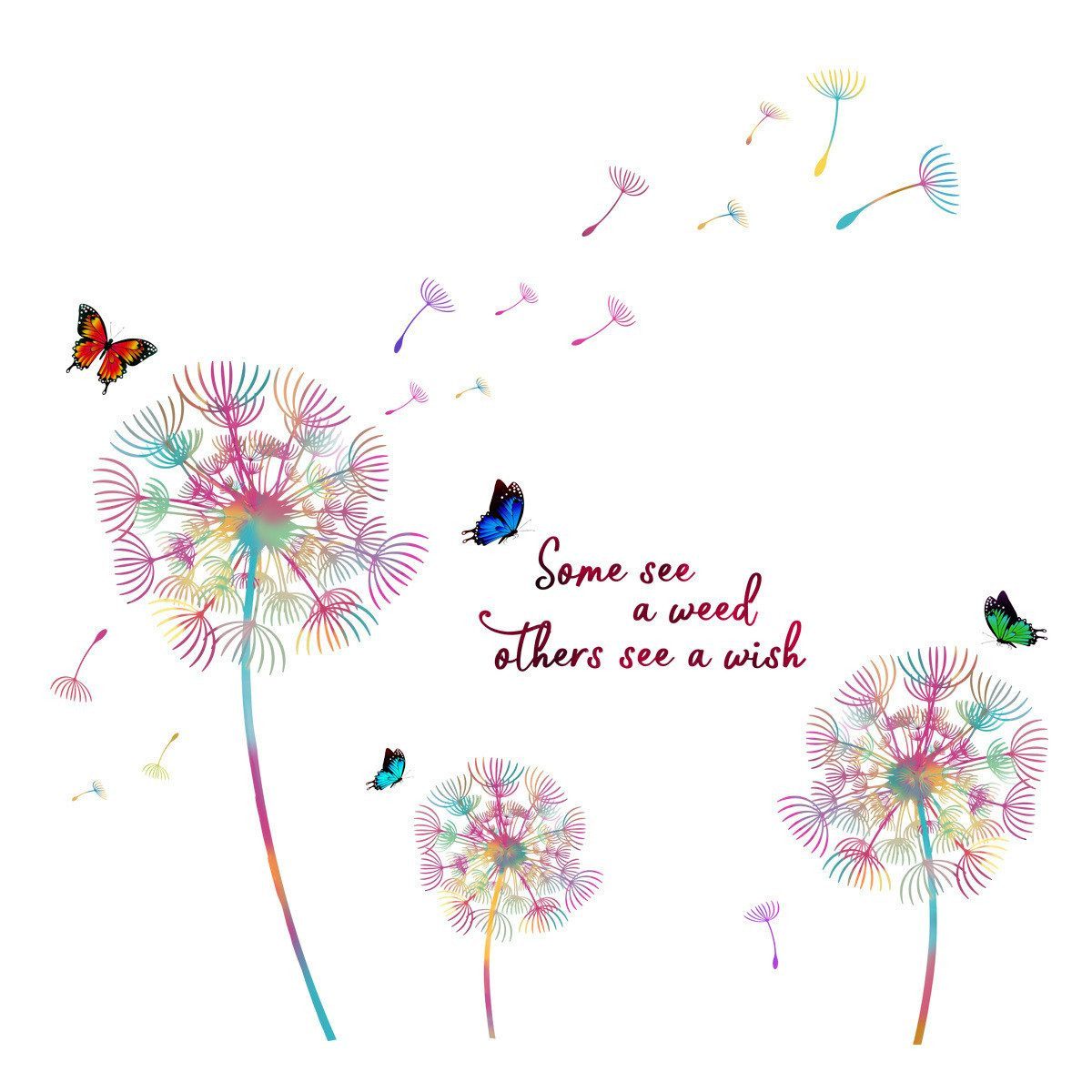 FELIXLEO Wandsticker Wandtattoo Pusteblume Bunte Wandaufkleber Sprüche