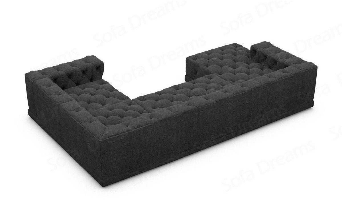 Sofa Dreams Wohnlandschaft Strukturstoff Stoff Palma Loungesofa, Polster Chesterfield schwarz99 Stoffsofa U Stil Form Modern, Sofa