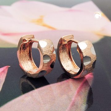 unbespielt Paar Creolen Ohrringe Bicolor-Effekt rhodiniert 375 Gold 12 x 5 mm inkl.Schmuckbox, Goldschmuck für Damen