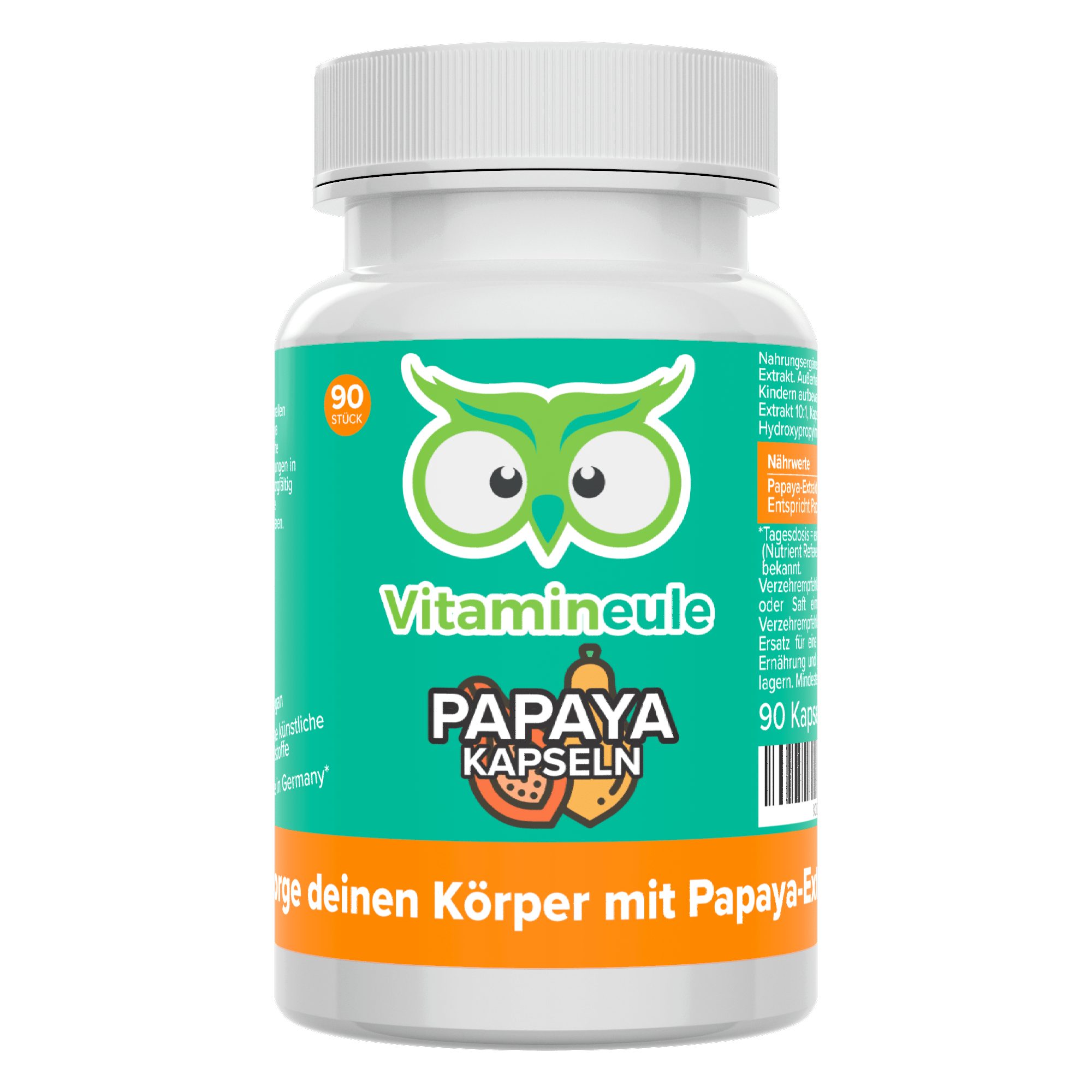 Vitamineule 90 Papaya Kapseln mit 400 mg natürlichem Papaya-Extrakt (10:1) - Kapsel