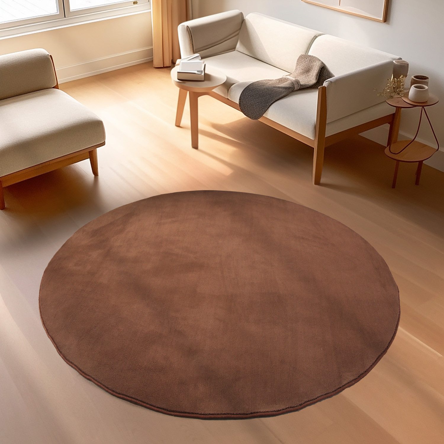 Carpettex Veloursteppich Unicolor - Einfarbig, Rund, günstig online kaufen