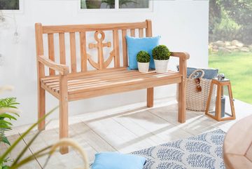 riess-ambiente Gartenbank EMPIRE TEAK 120cm braun (Einzelartikel, 1-St), Massivholz · Anker · Sitzbank · mit Lehne · Maritim · Outdoor · Balkon