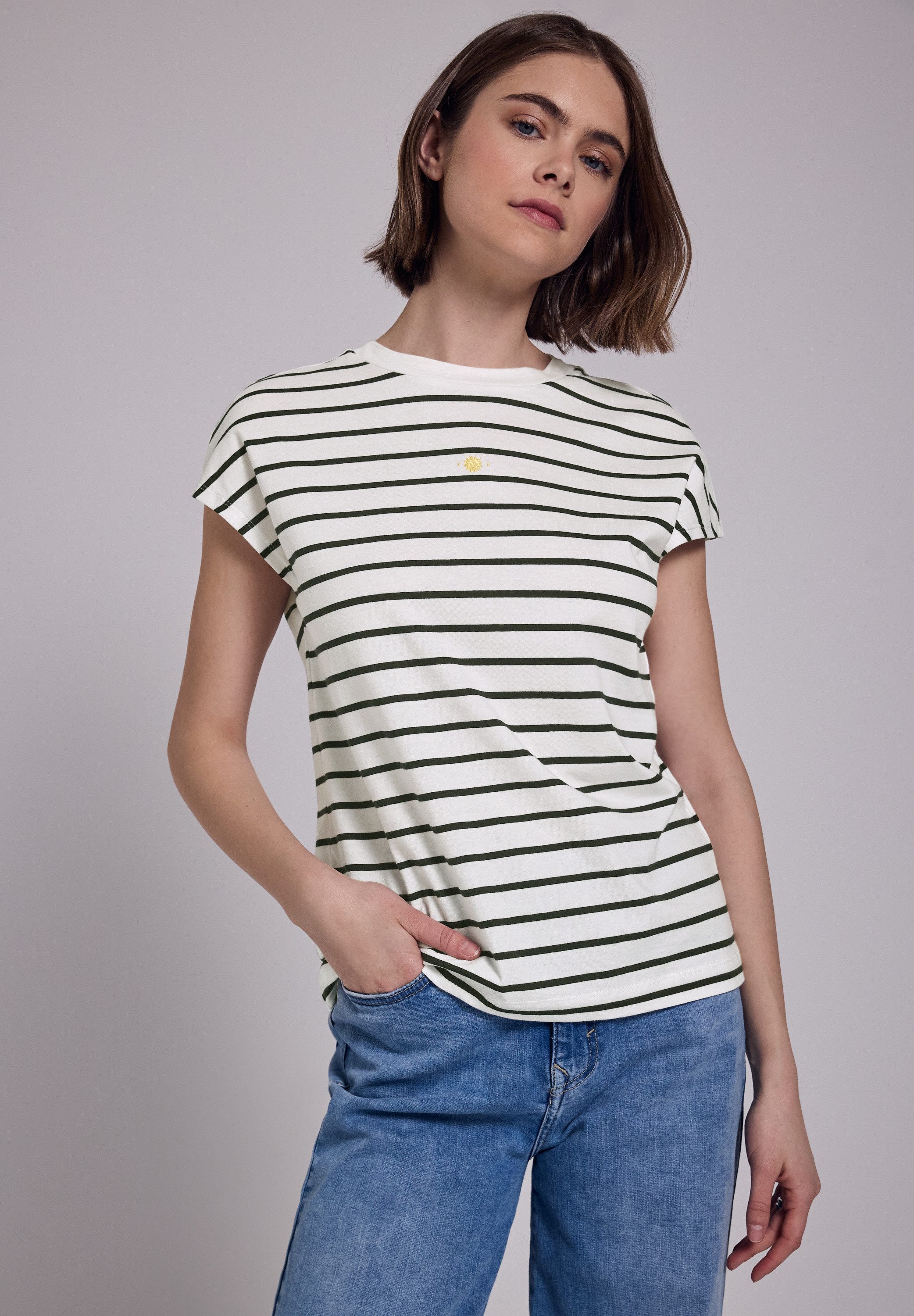 STREET ONE STUDIO T-Shirt aus reiner günstig online kaufen