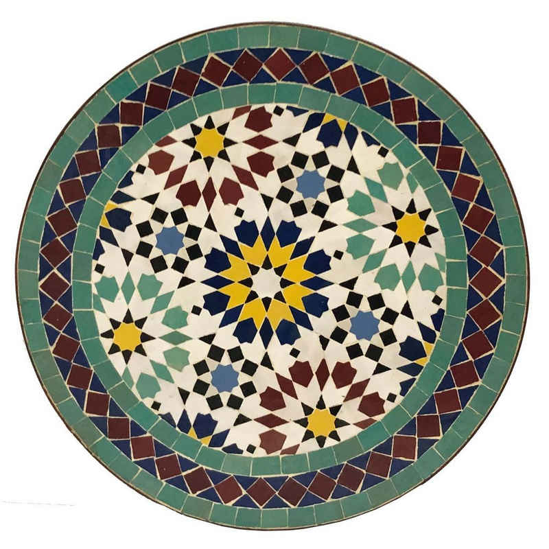 Casa Moro Beistelltisch Mosaik-Beistelltisch Ø 45cm Ankabut Türkis bunt rund (kleiner Couchtisch, Kunsthandwerk aus Marrakesch, Mediterraner Gartentisch Sofatisch Balkontisch, MT2999), Kunsthandwerk