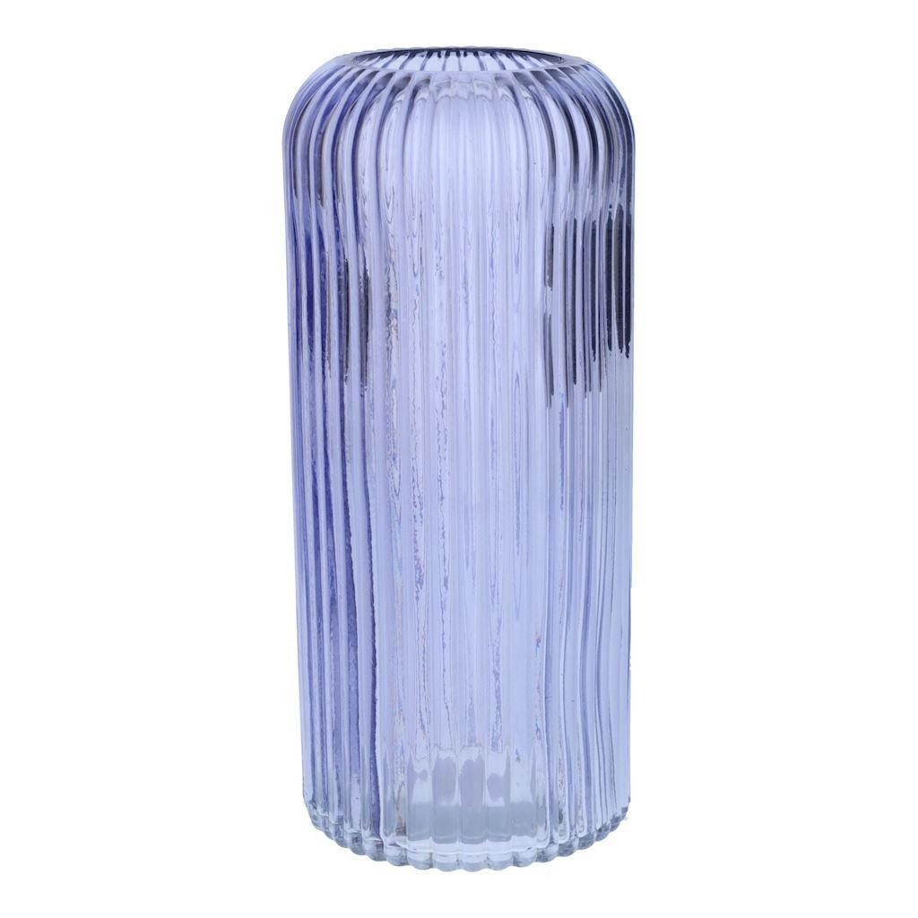 INNA-Glas Dekovase Dekovase ALBURGIS mit Rillen, Glas, Flieder-klar, 25cm, Ø10cm
