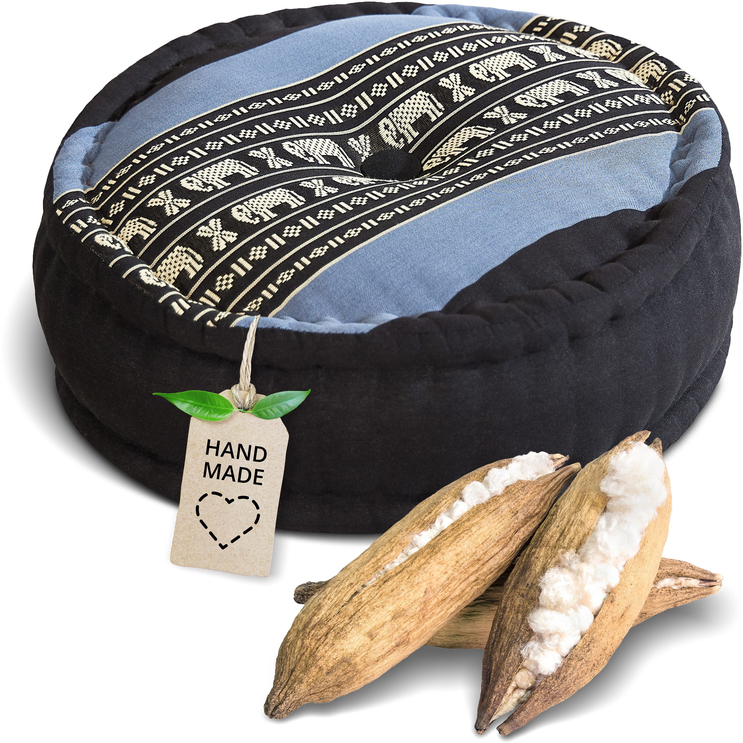 livasia Sitzkissen Zafukissen groß (Classic) vegan und handgefertigt, 38x14cm, Kapok