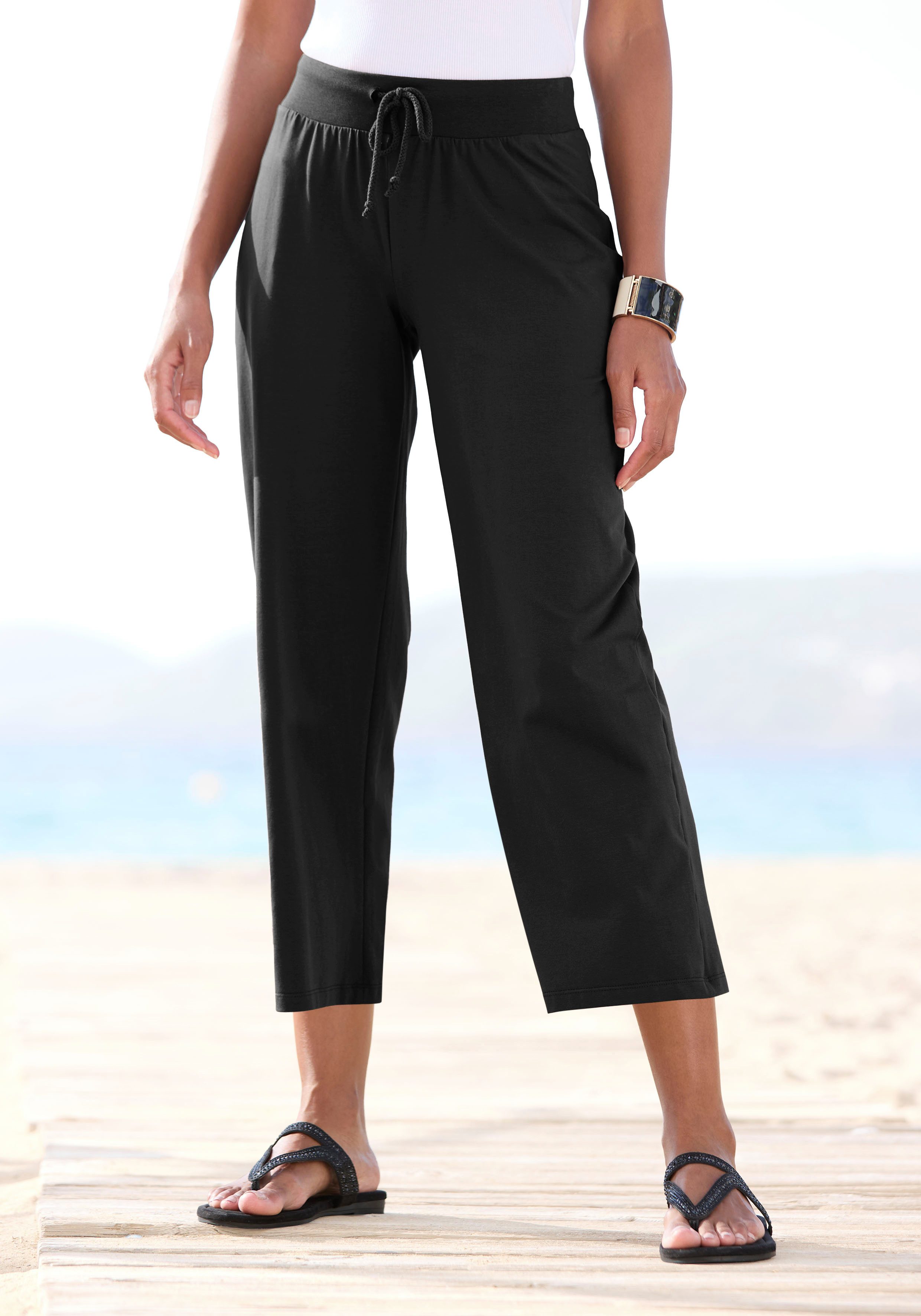 Beachtime 7/8-Strandhose aus weichem Jersey, Wide-Leg, Jogginghose, Relaxho günstig online kaufen